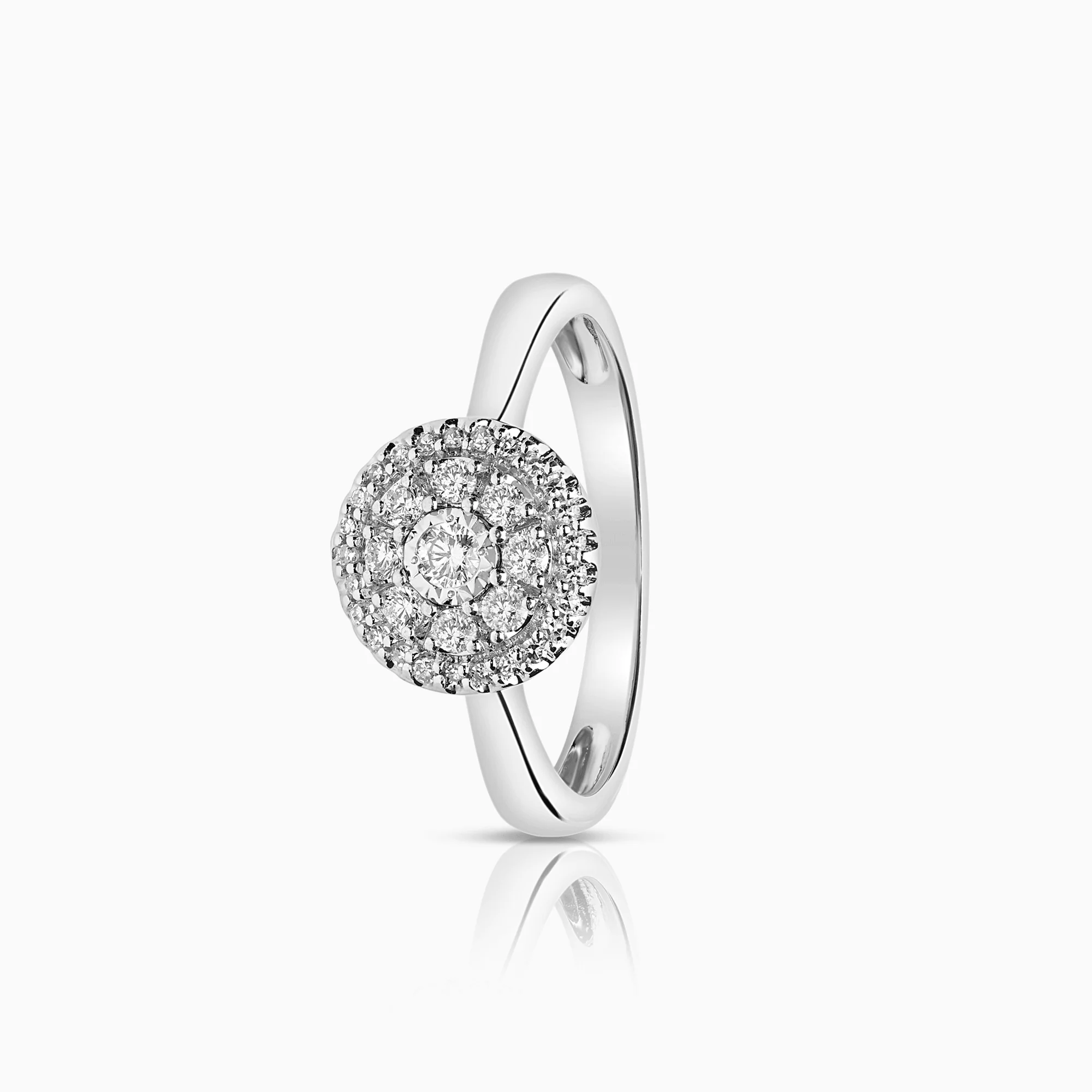 Halo ring 0.22ct 18K white gold