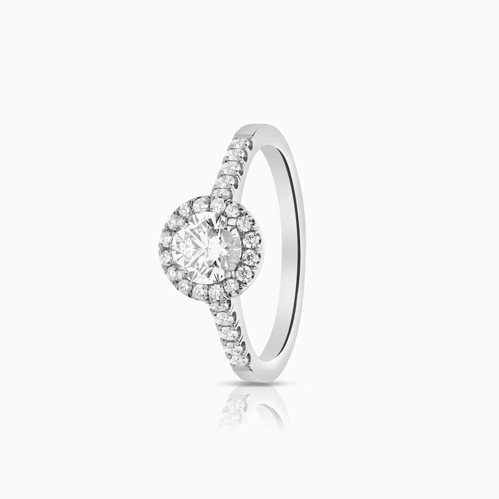Halo ring 0.93ct 18K white gold