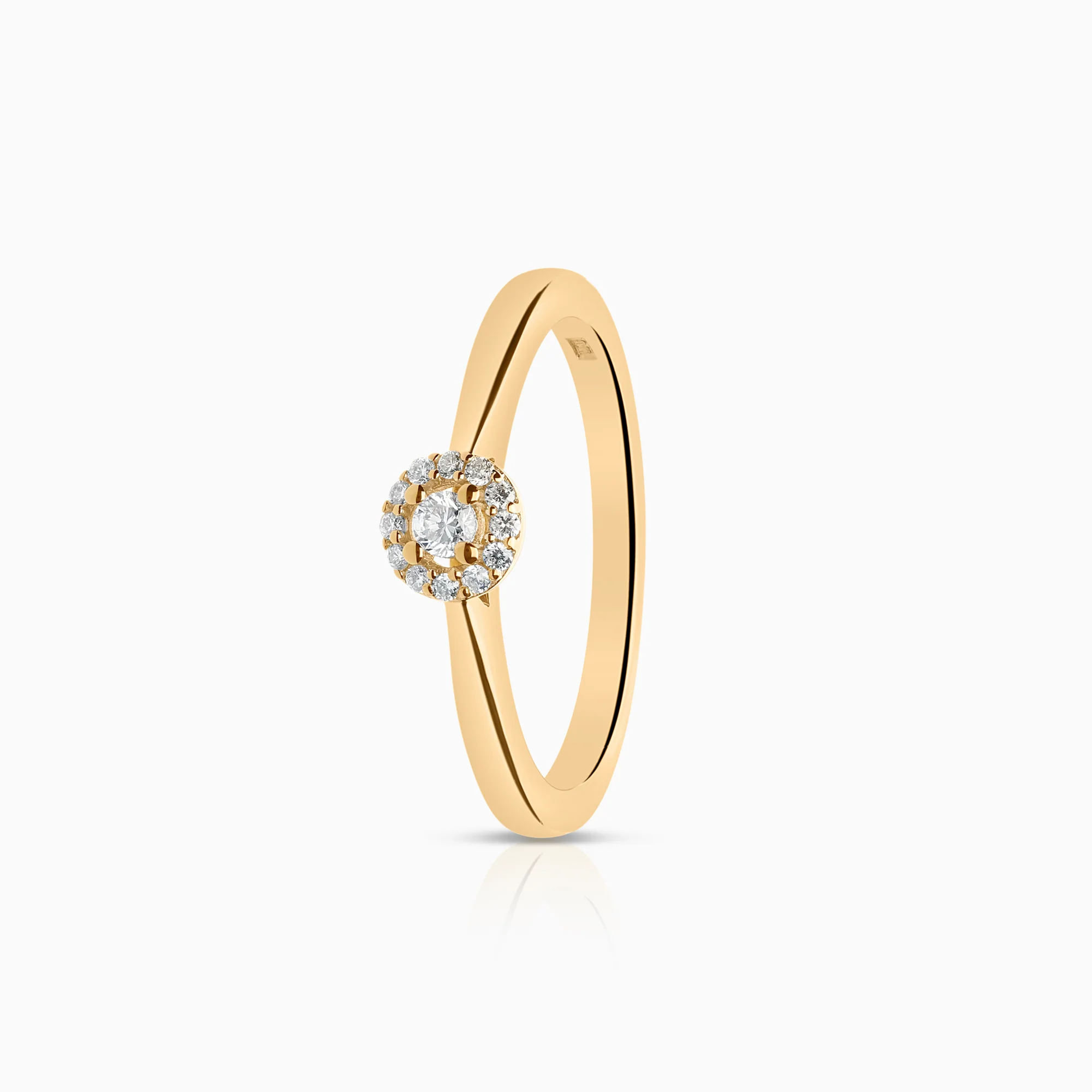 Halo ring diamonds 0.12ct 18K gold