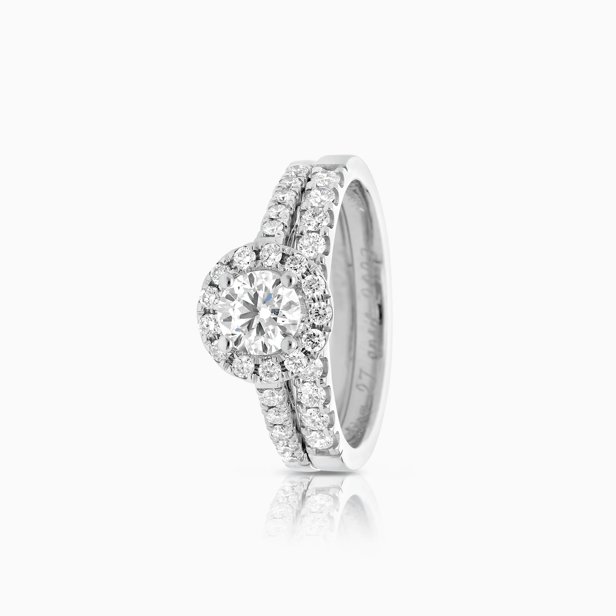 Halo ring with half-eternity 1.28ct 18K gold