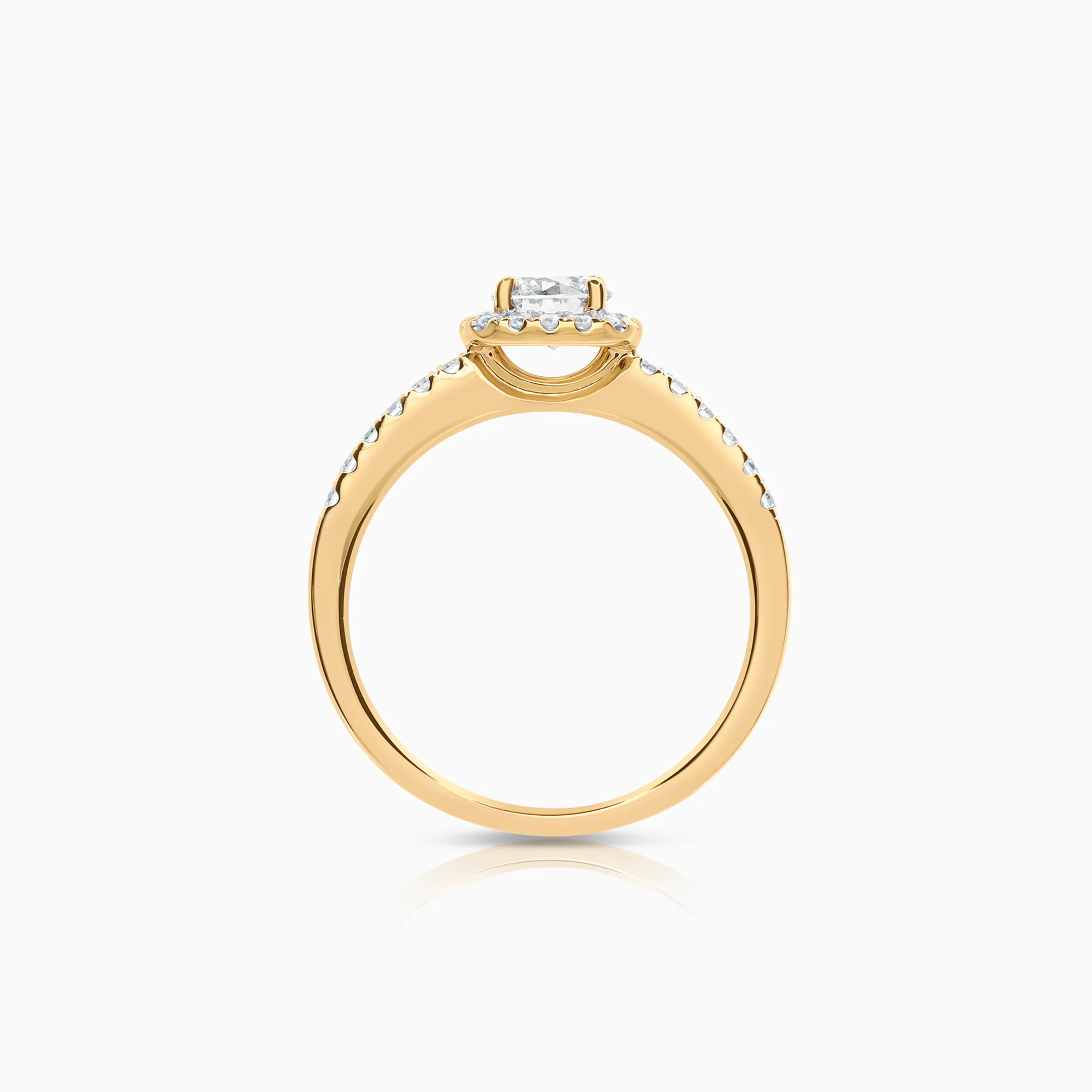 Halo ring with lab-grown diamonds 0.74ct 18K yellow gold - Image 2