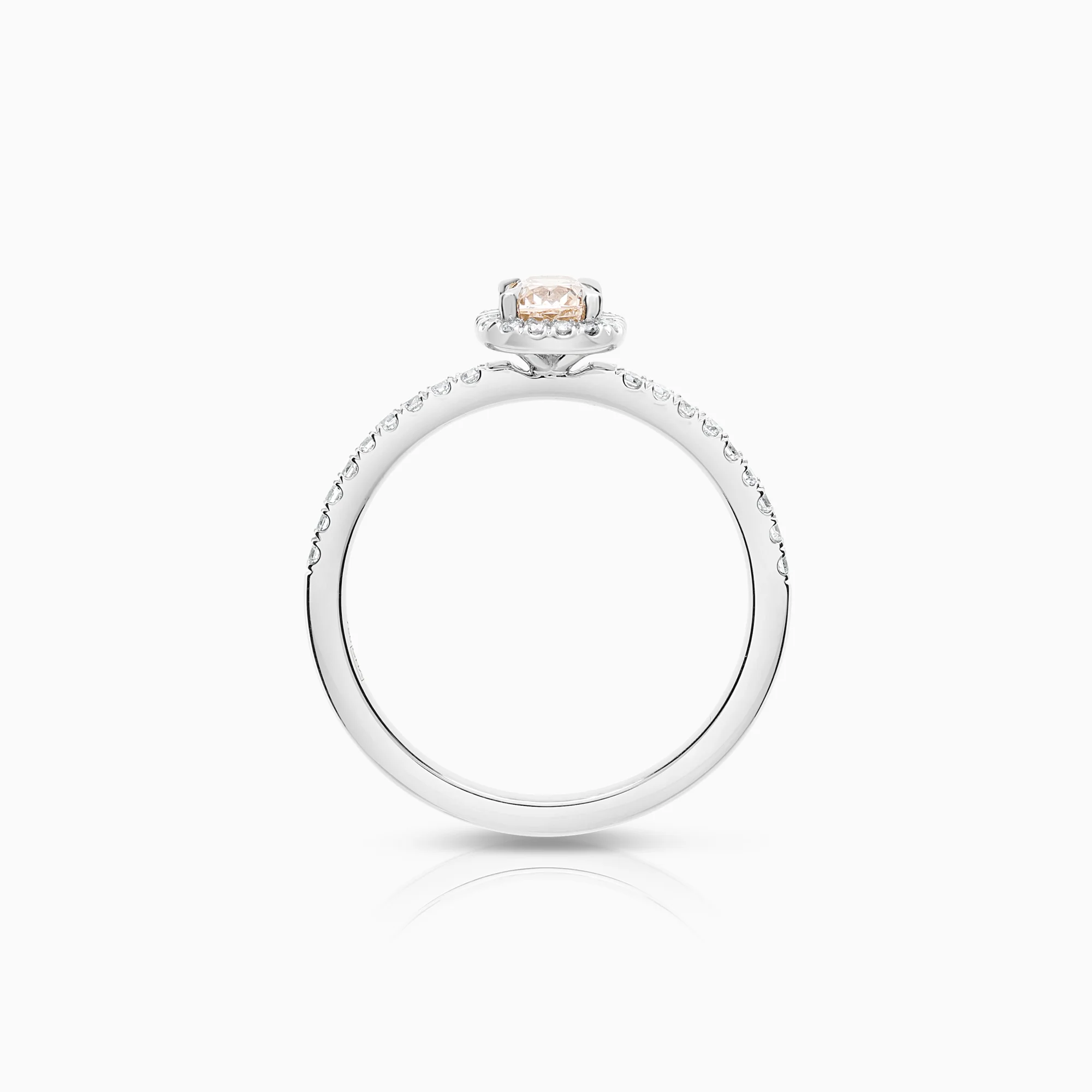 Halo ring morganite diamonds 0.27ct 18K white gold - Image 2