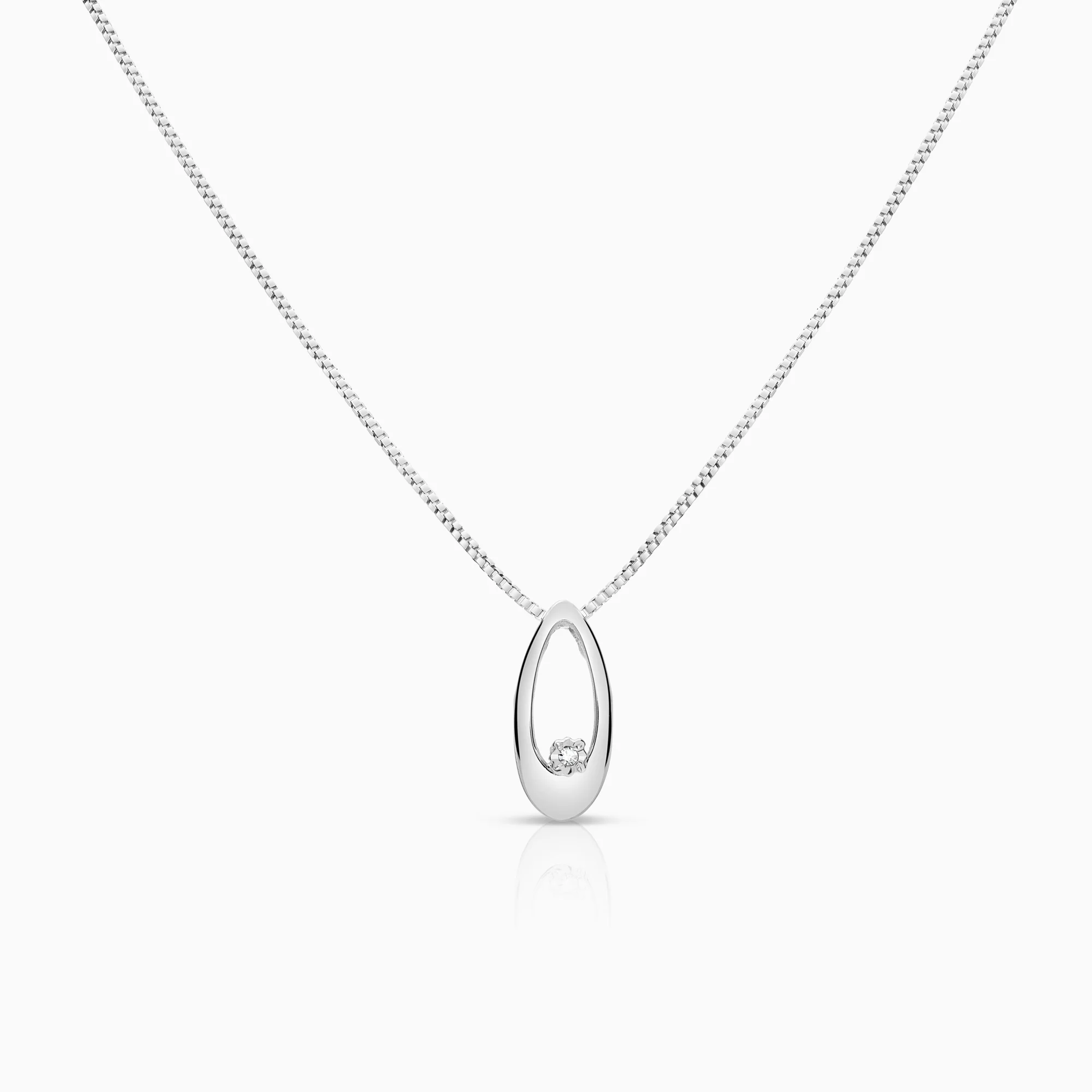 Necklace 0.01ct 18K white gold