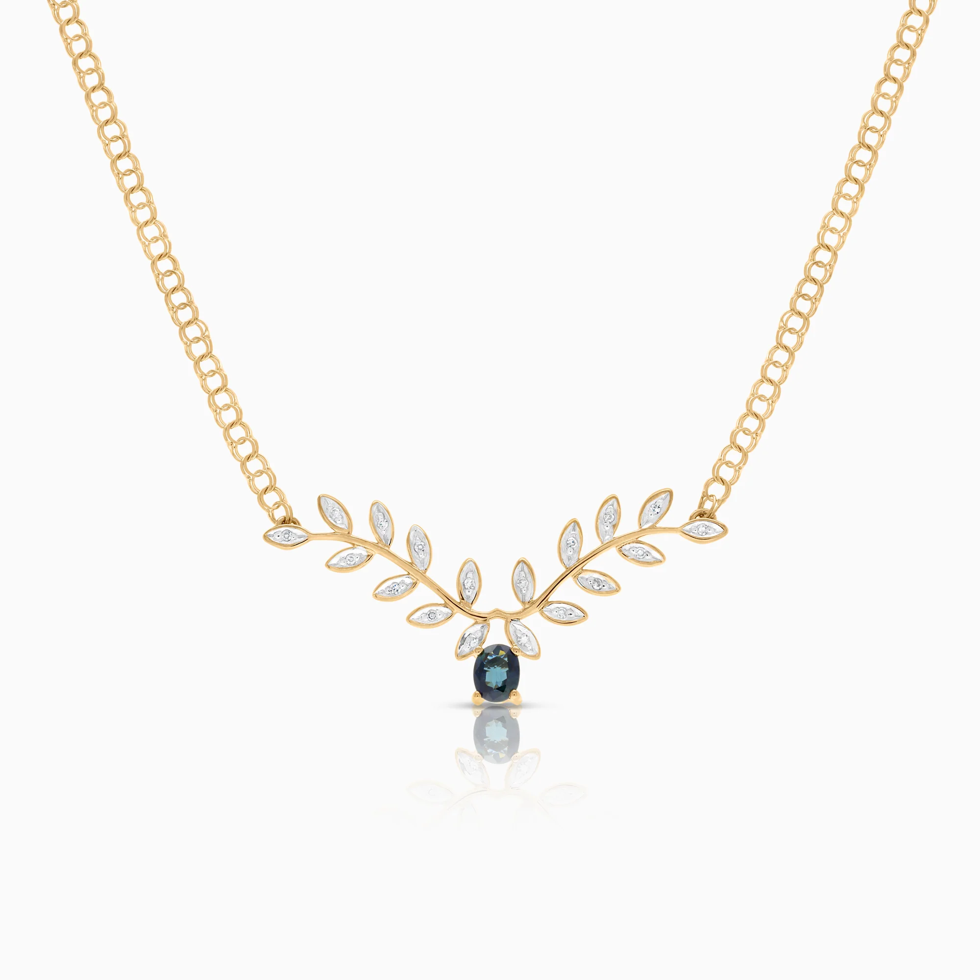 Necklace with sapphire and diamond pendant 18K gold