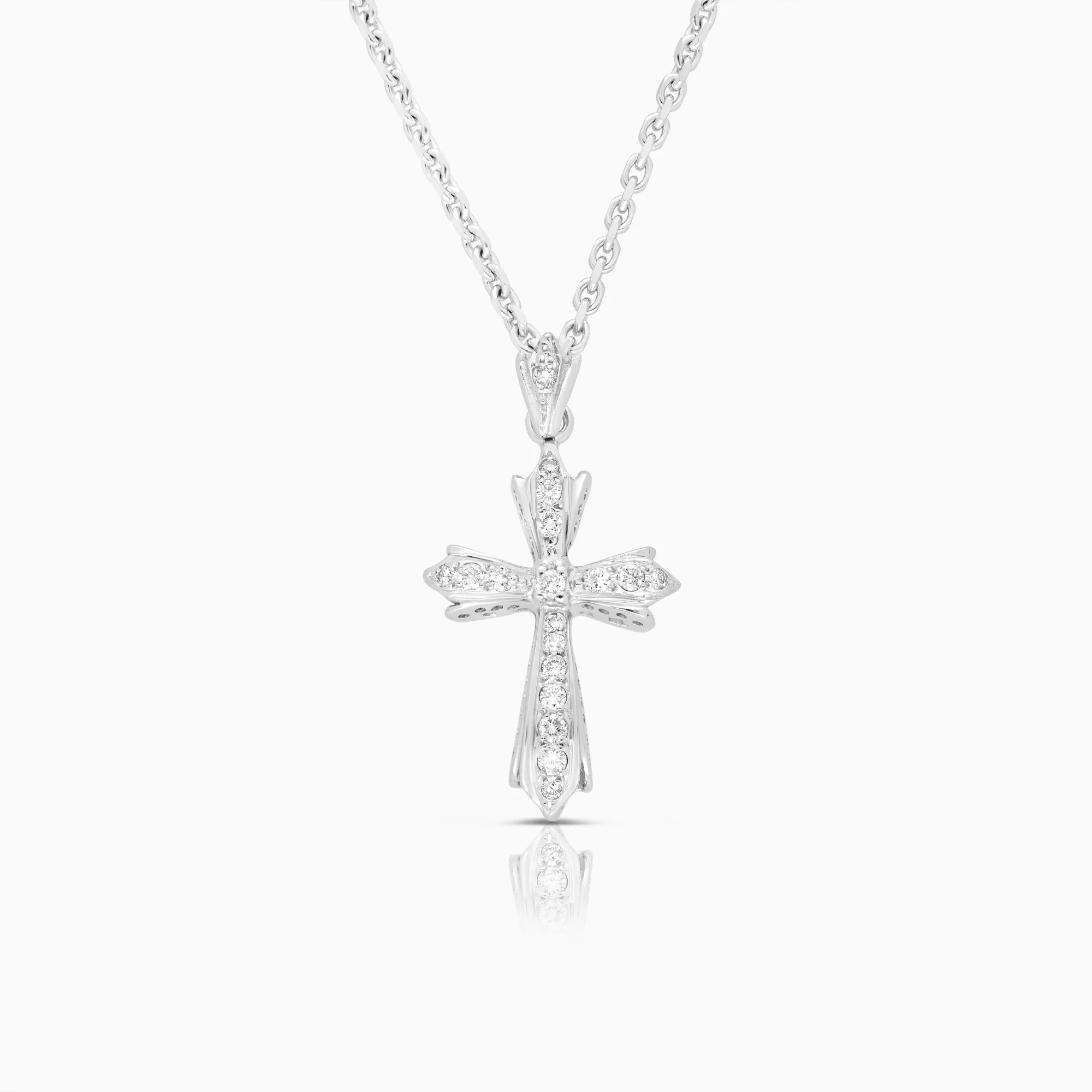 Anchor necklace with a diamond cross pendant 0.65ct 18K white gold