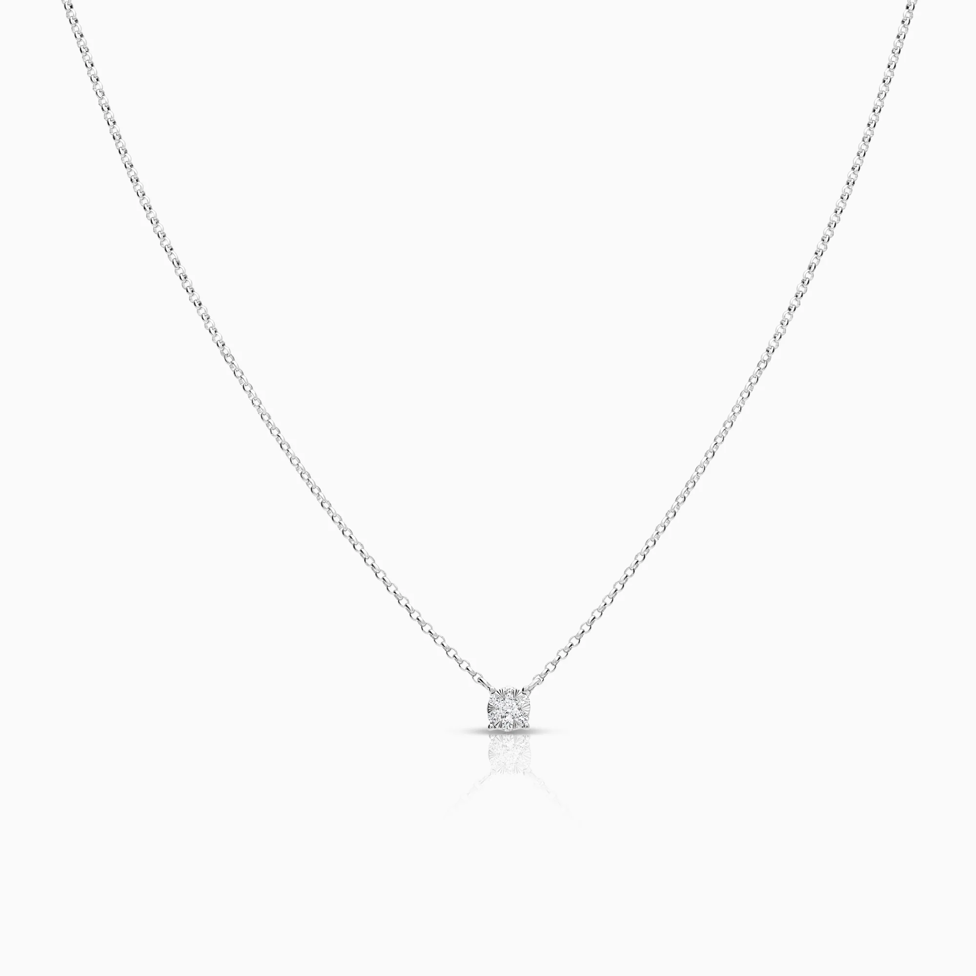 Halo necklace 0.09ct 14K white gold