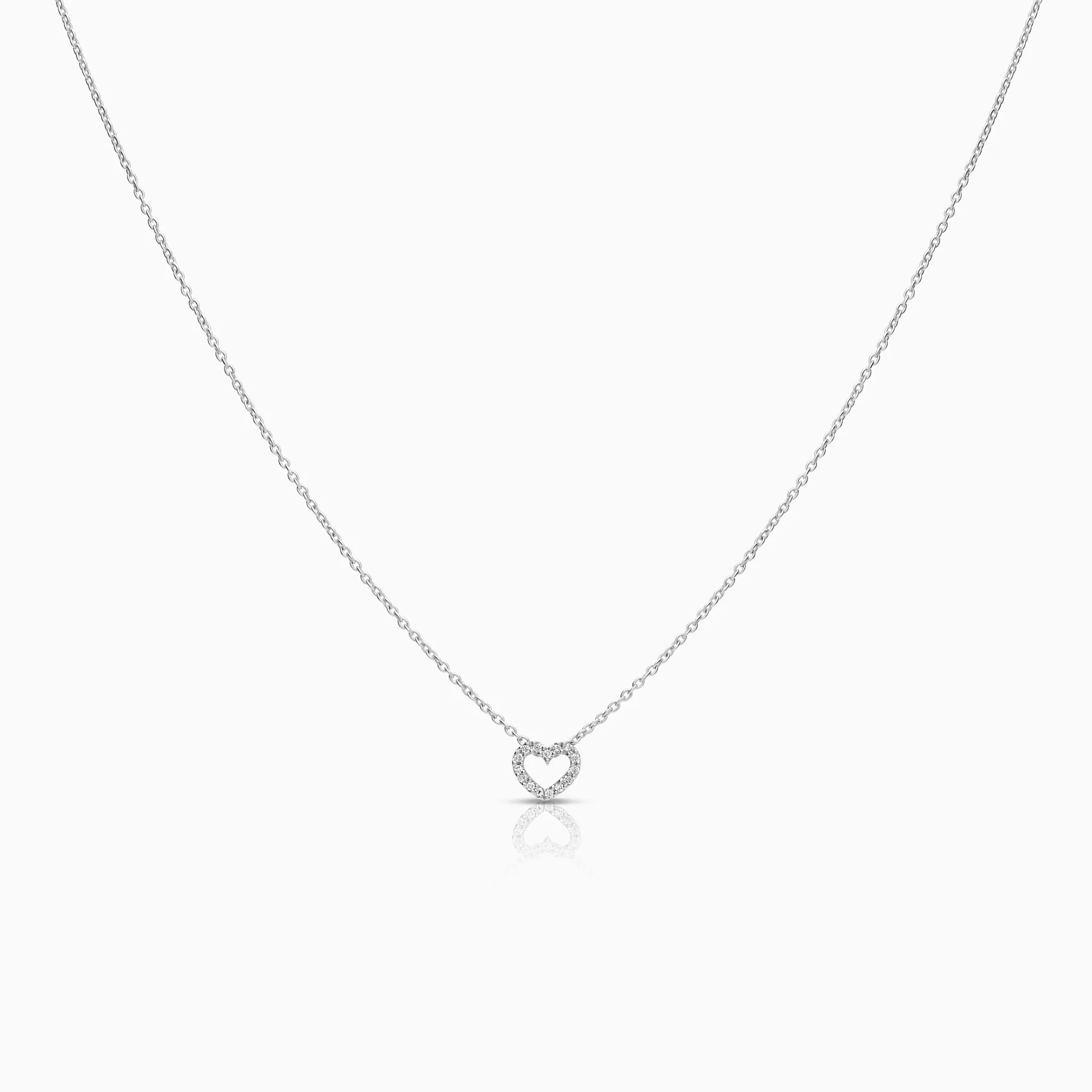 Heart necklace 0.04ct 18K white gold