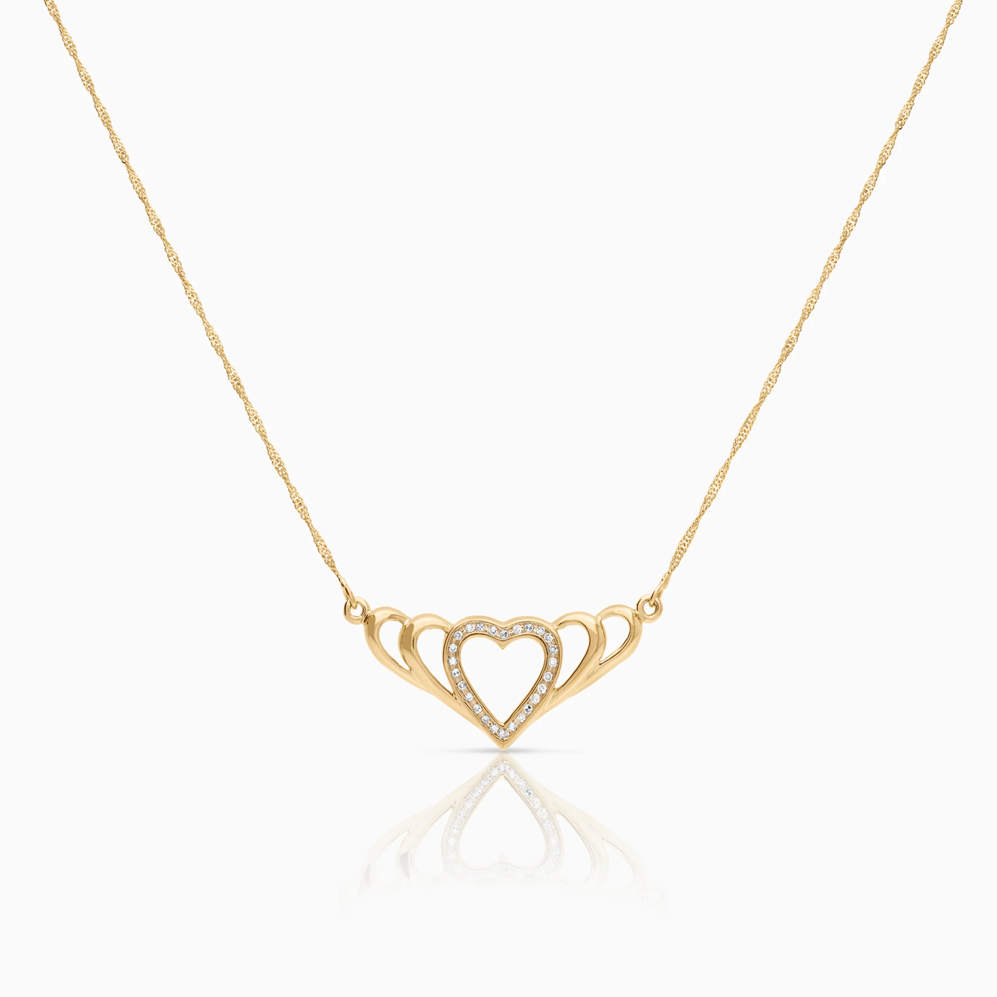 Heart necklace 0.06ct 18K gold