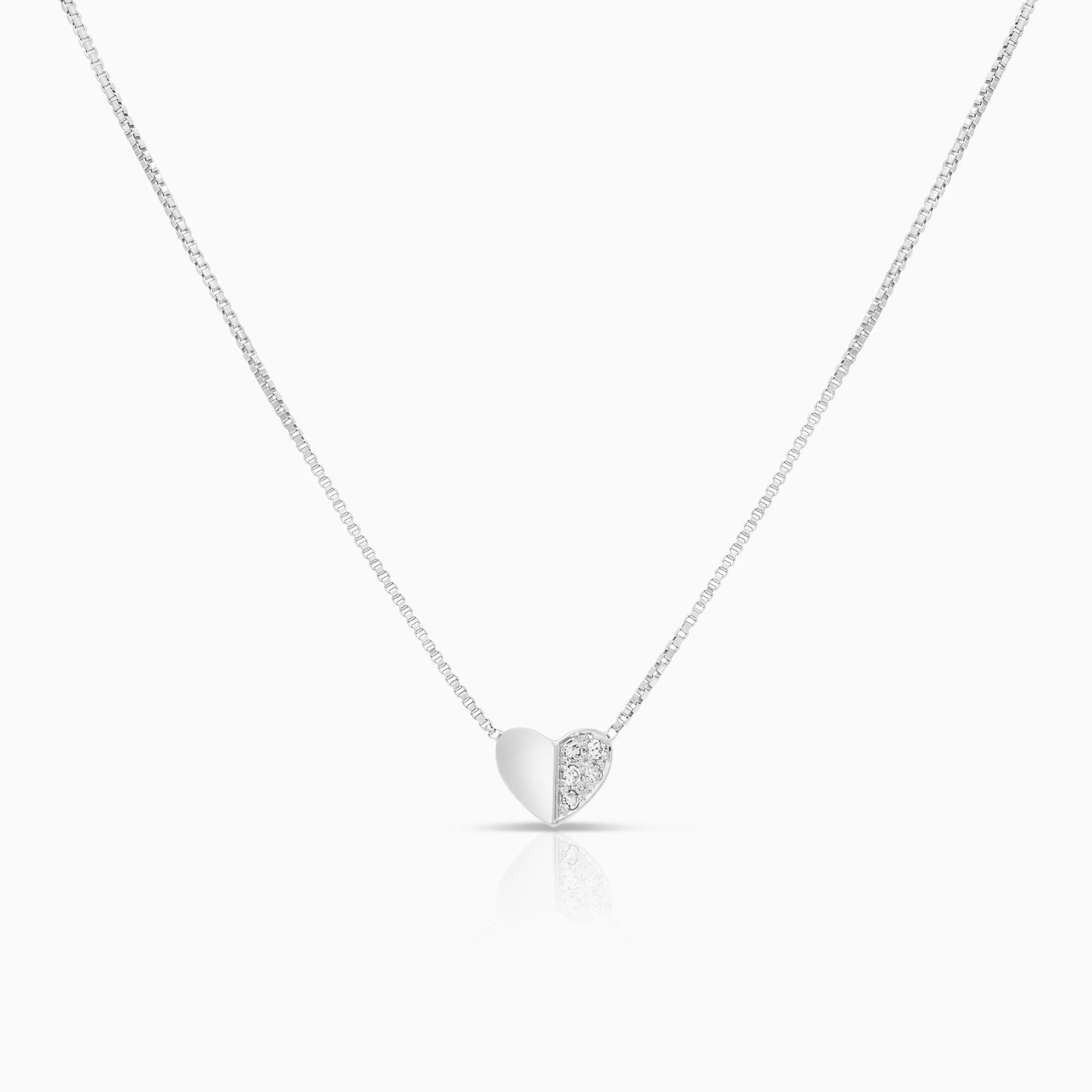 Heart necklace 0.09ct 14K white gold