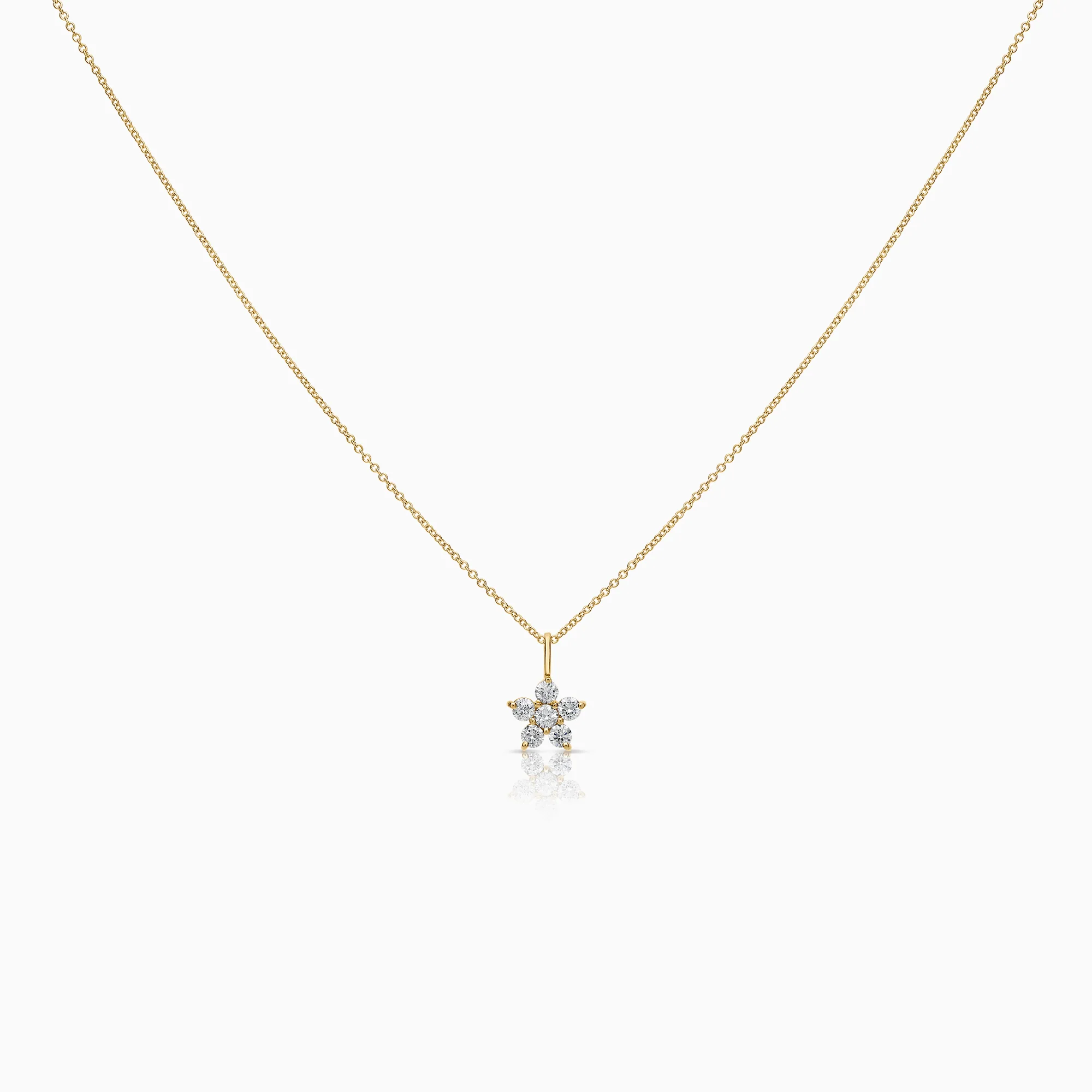 Necklace with flower 0.25ct 18K gold