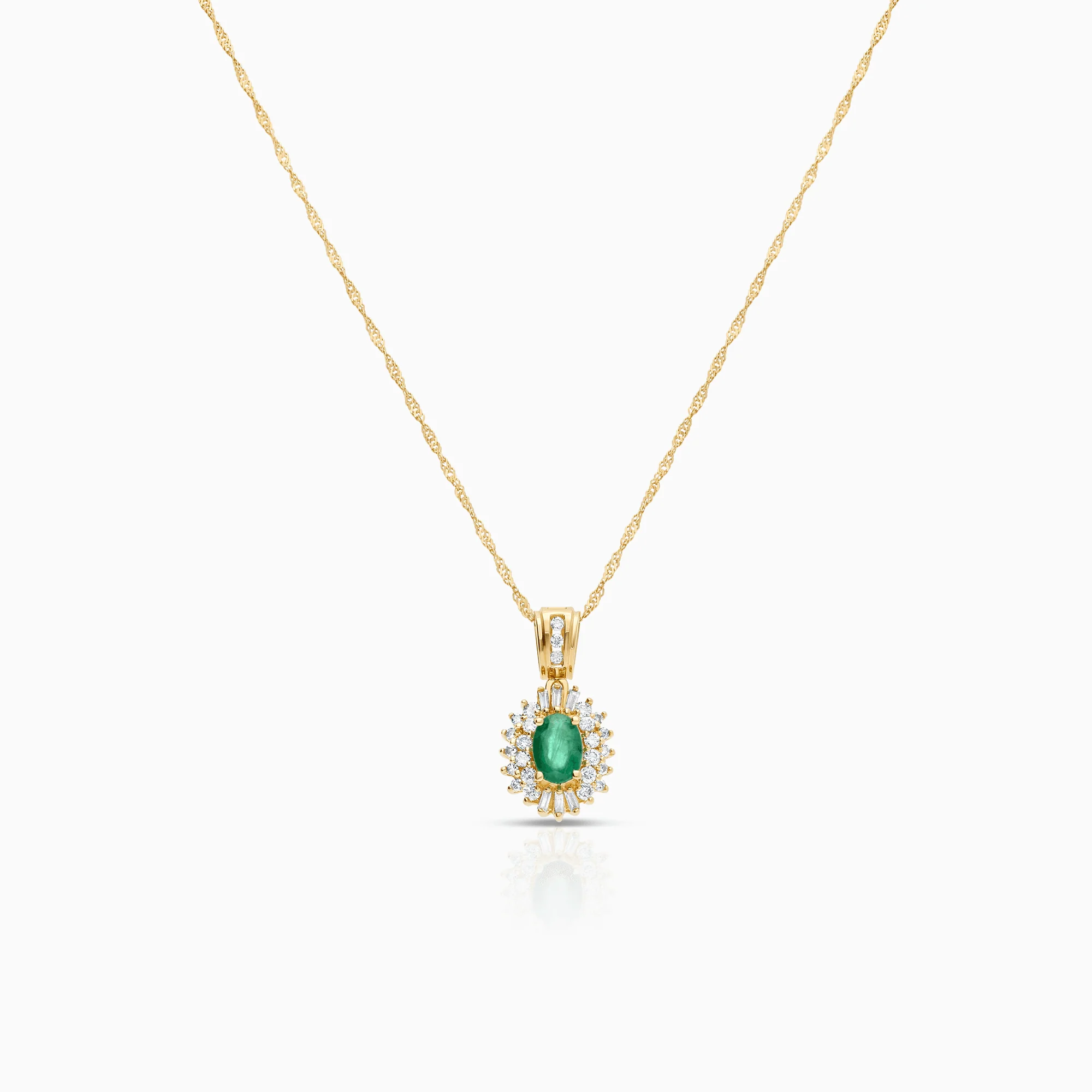 Necklace with diamonds and gemstone pendant 0.36ct 18/14K gold
