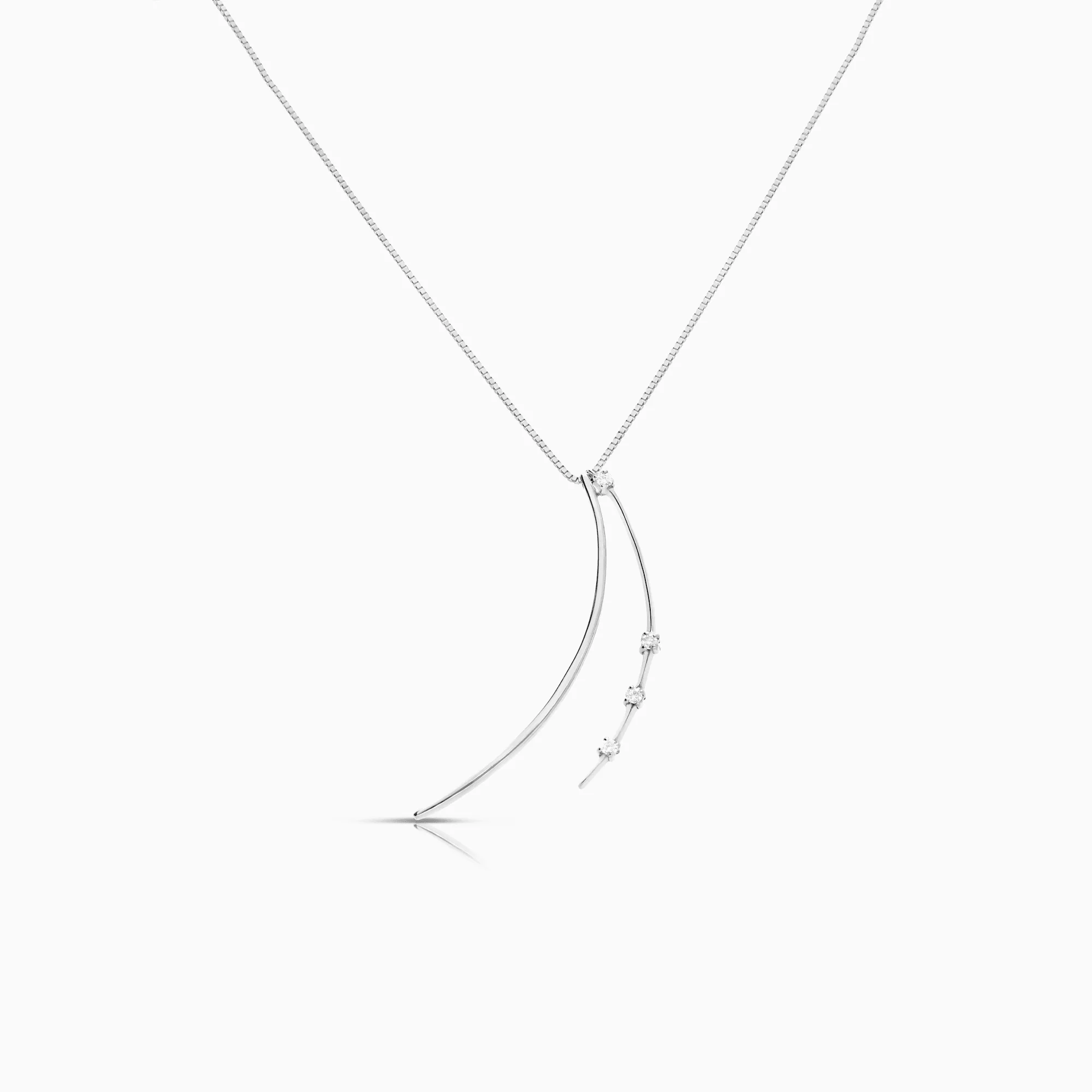 Necklace with diamond pendant 0.08ct 18K white gold
