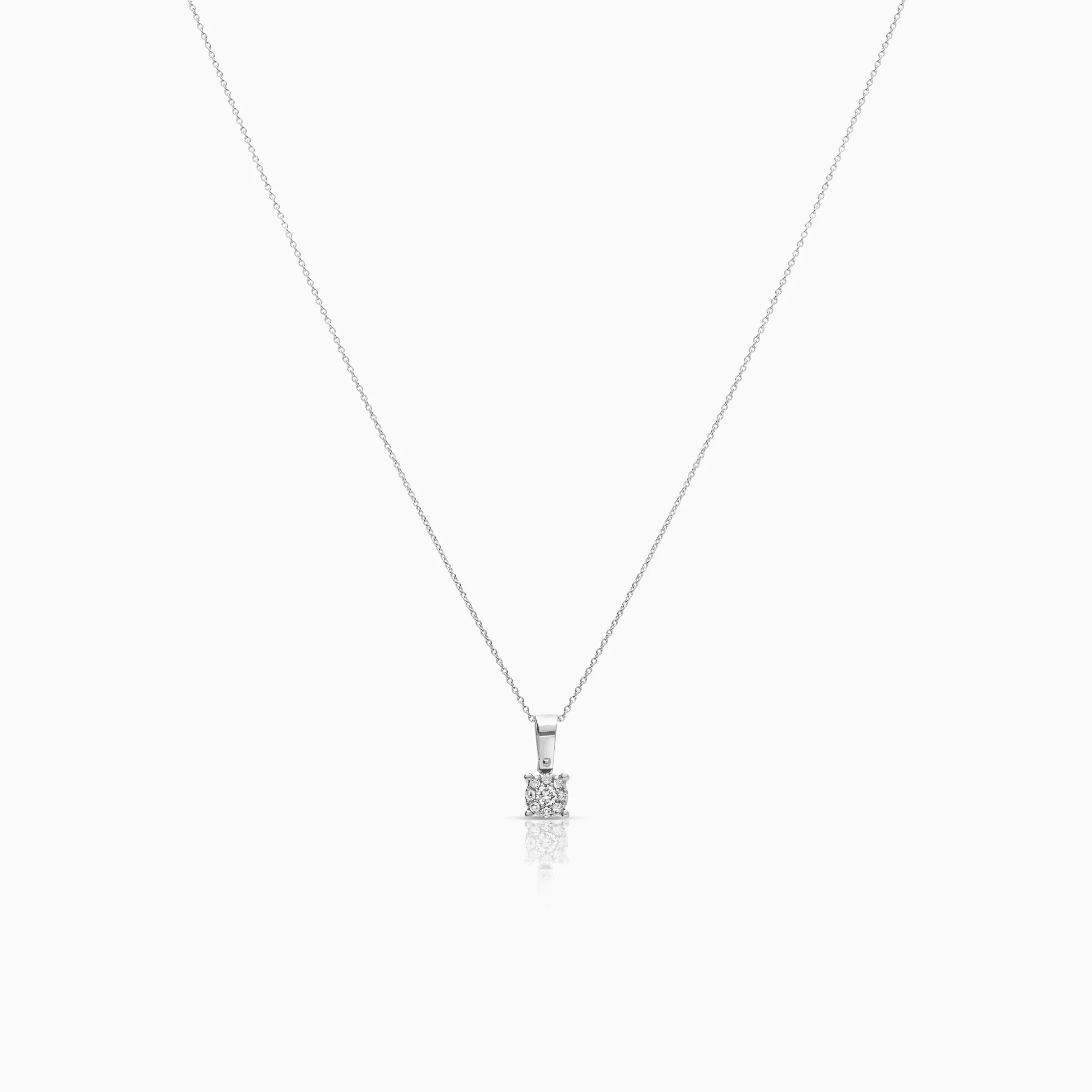 Necklace with diamond pendant 0.12ct 18K white gold