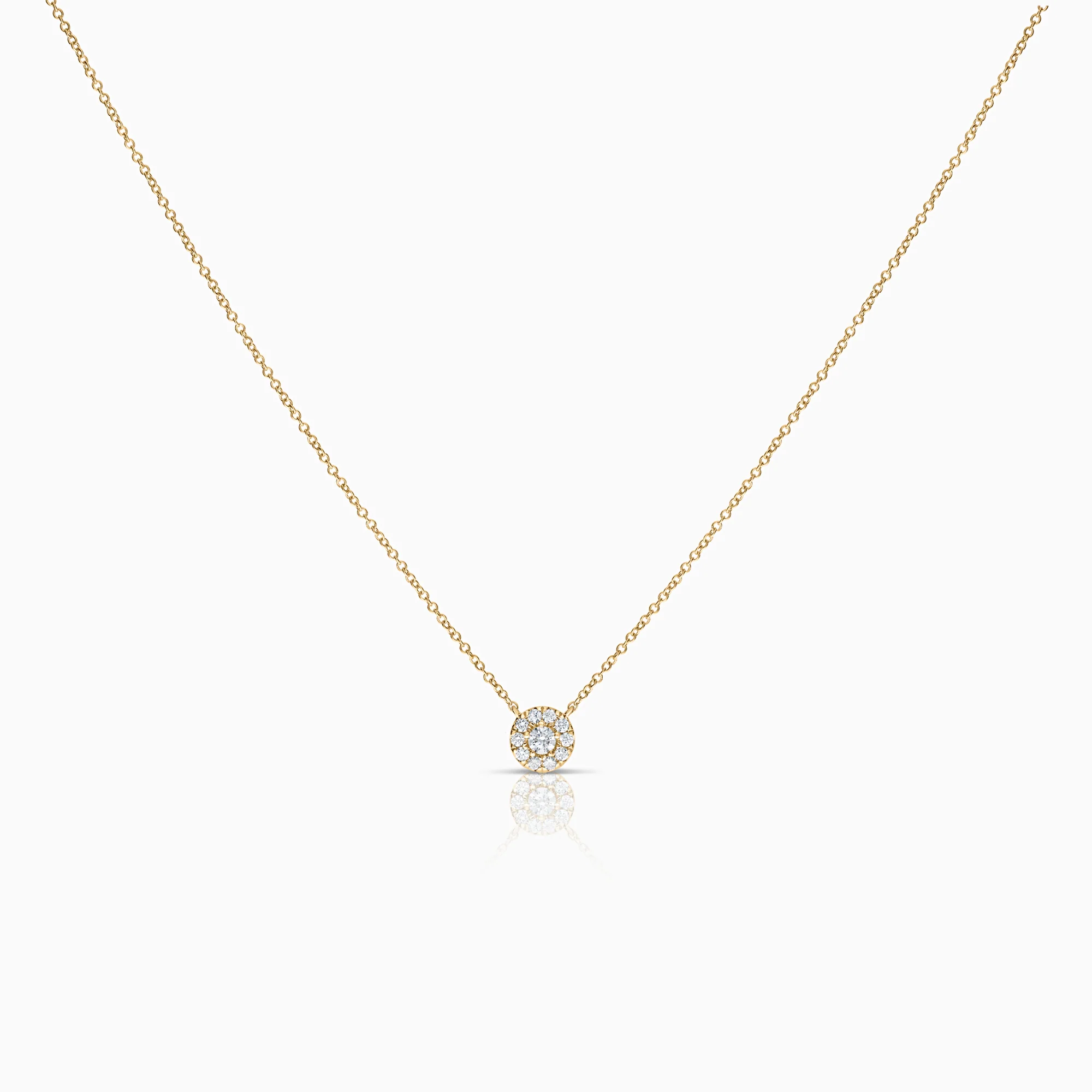 Necklace with diamond halo pendant 0.20ct 18K gold