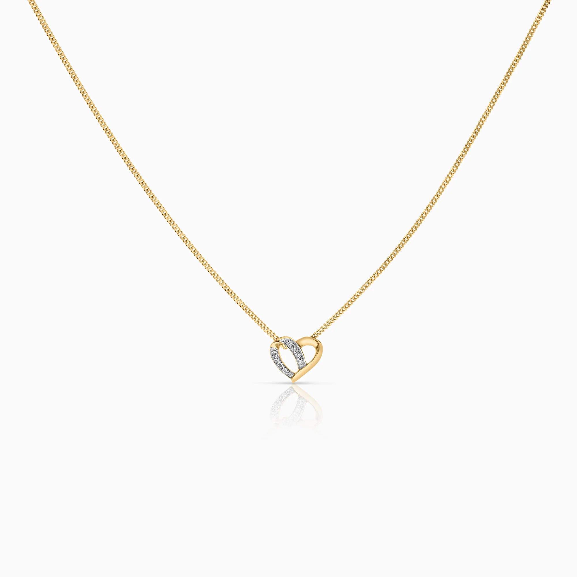 Necklace with diamond heart pendant 0.02ct 18K gold