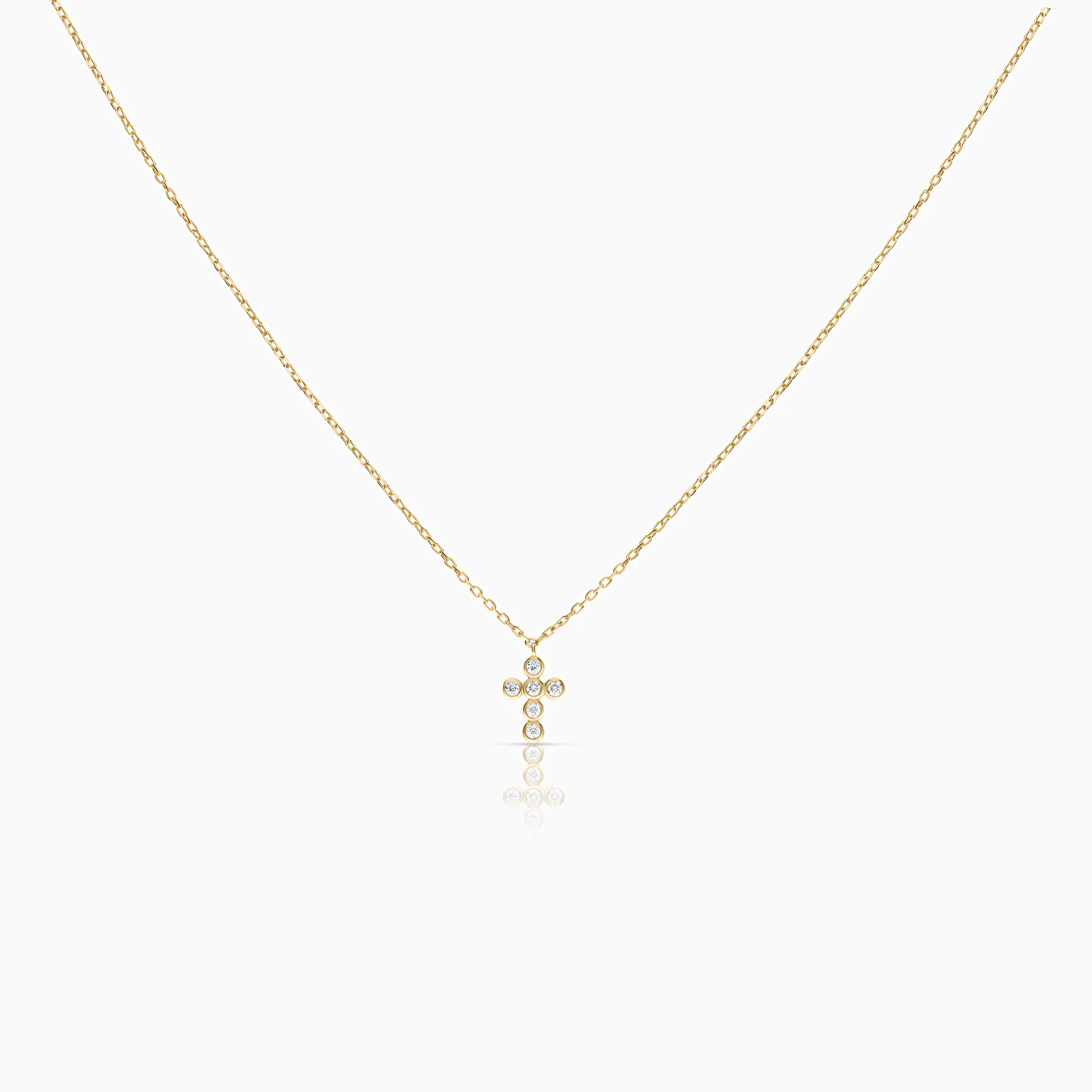 Necklace with diamond cross pendant 0.09ct 18K gold