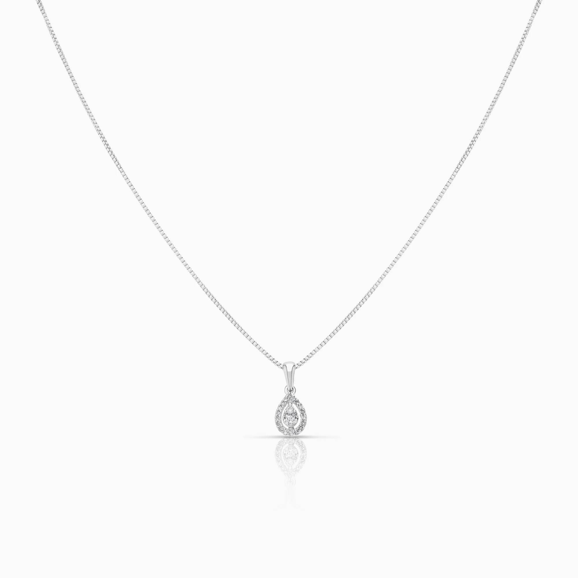 Necklace with pendant 0.14ct 18K white gold