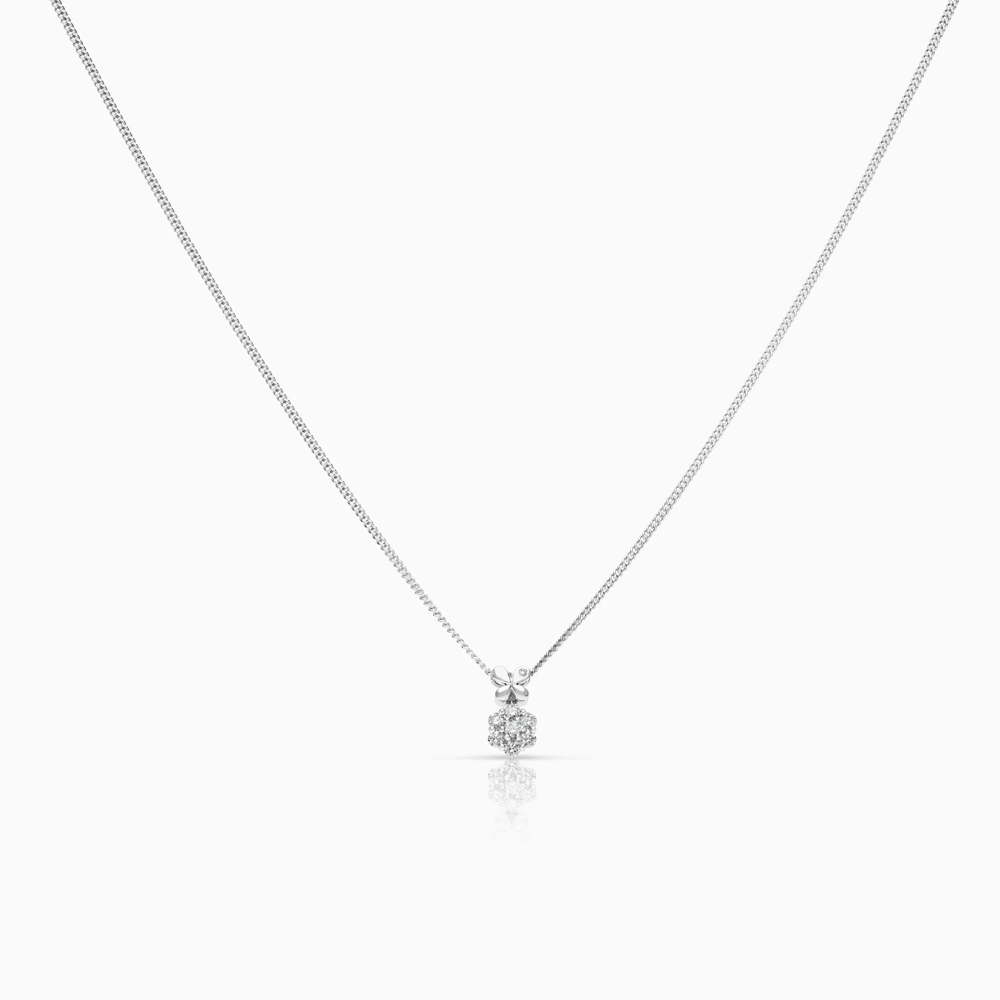 Necklace with pendant, 0.21 ct, 3.44g, 18K white gold.
