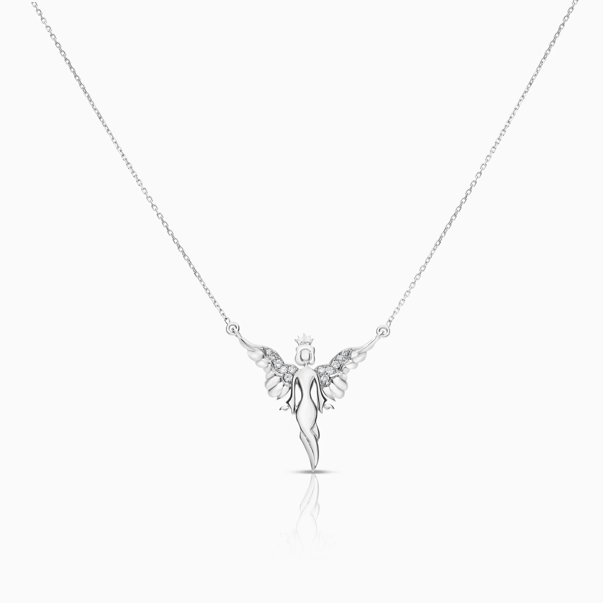 Necklace with diamond pendant 0.15ct 18K white gold