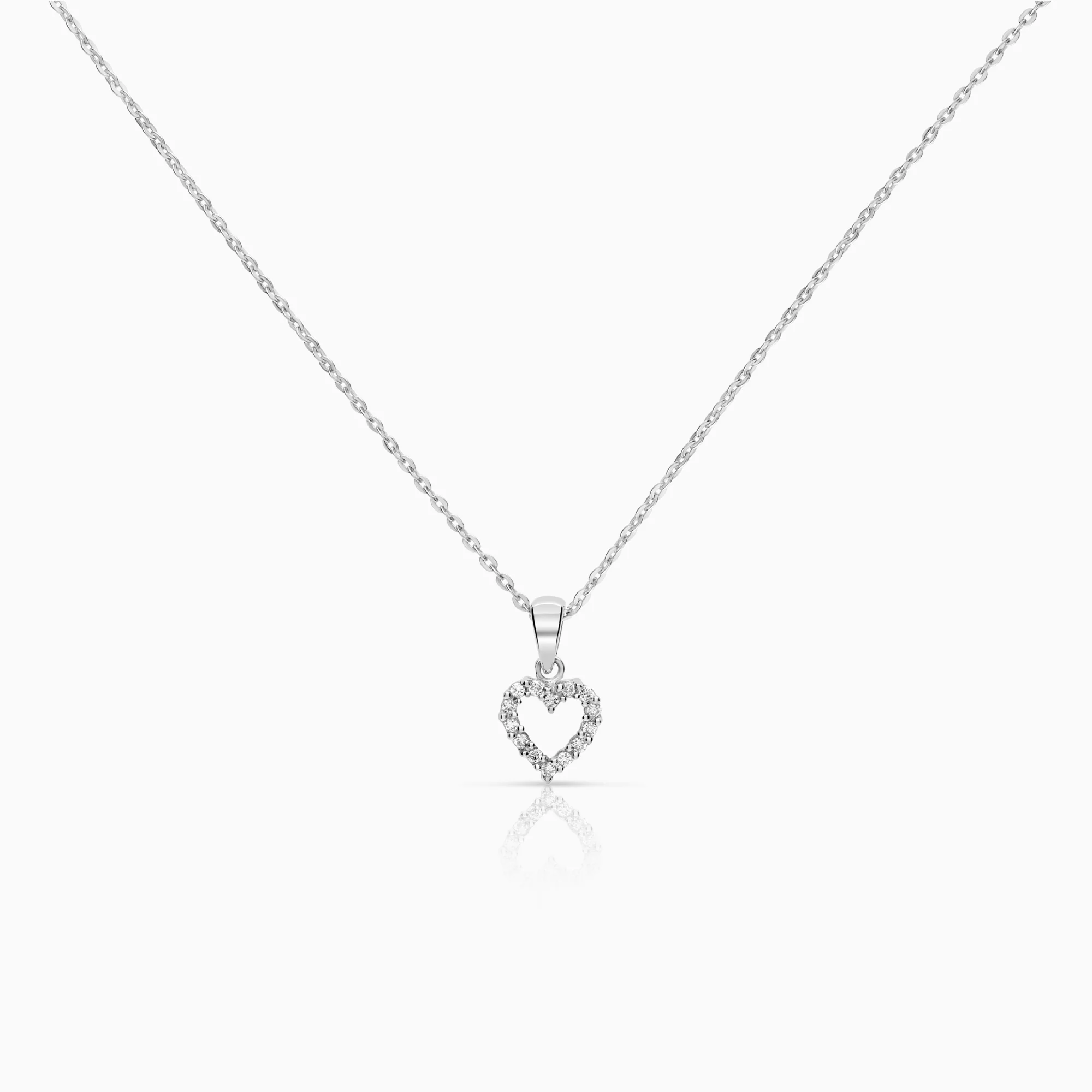 Necklace with heart 0.10ct 18K white gold