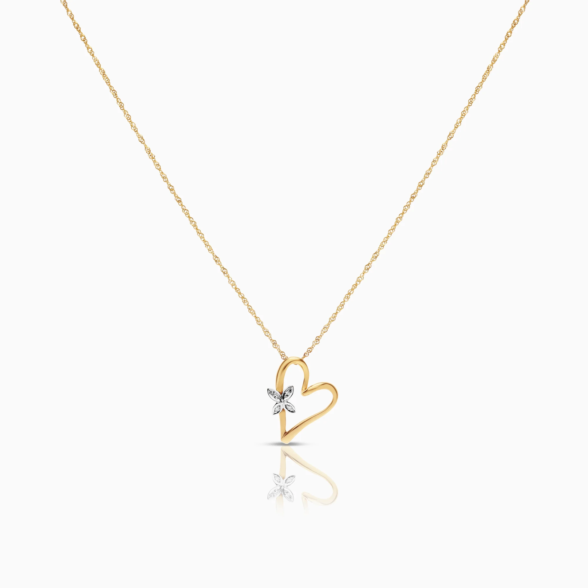Necklace with heart pendant 0.02ct 18K gold