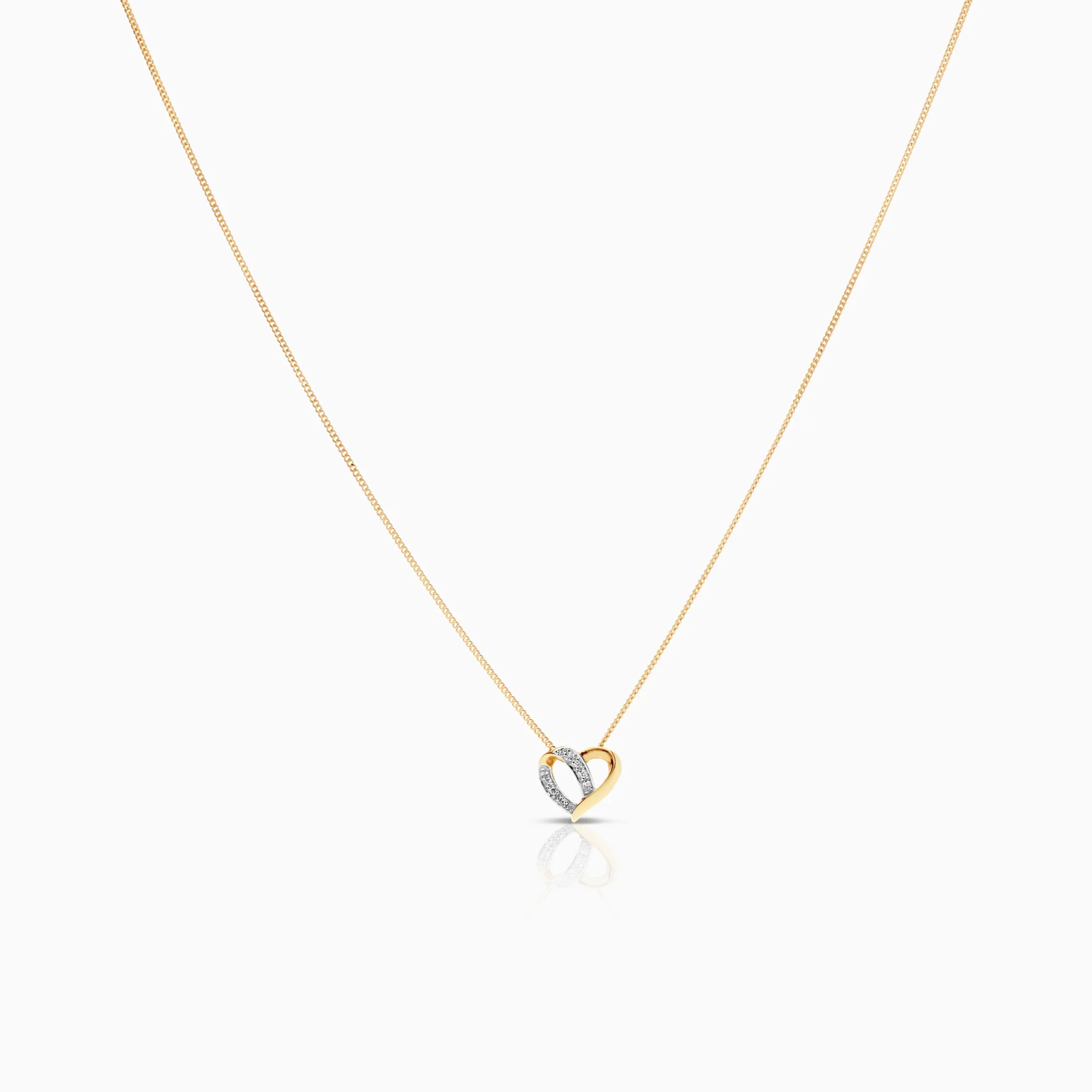 Necklace with heart pendant 0.03ct 18K gold