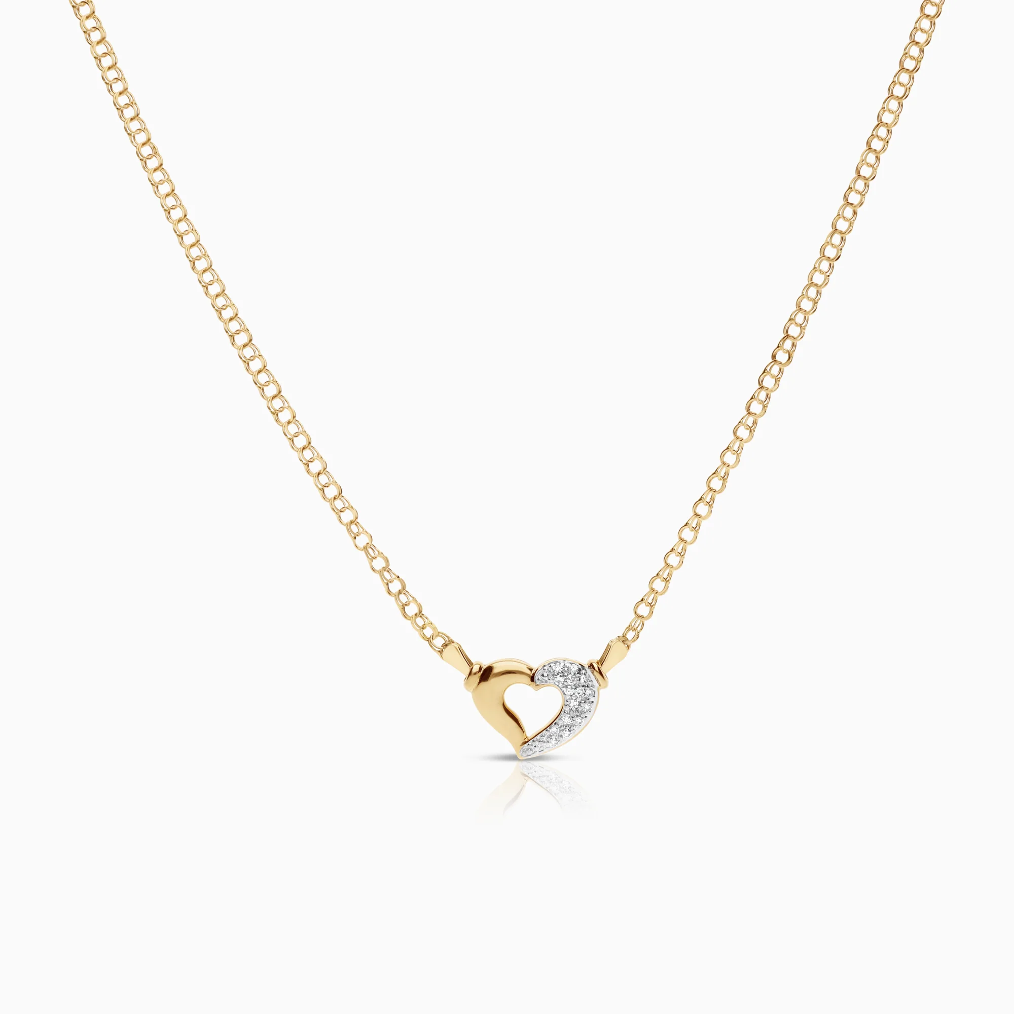 Necklace with Heart Pendant 0.07ct 18K Gold