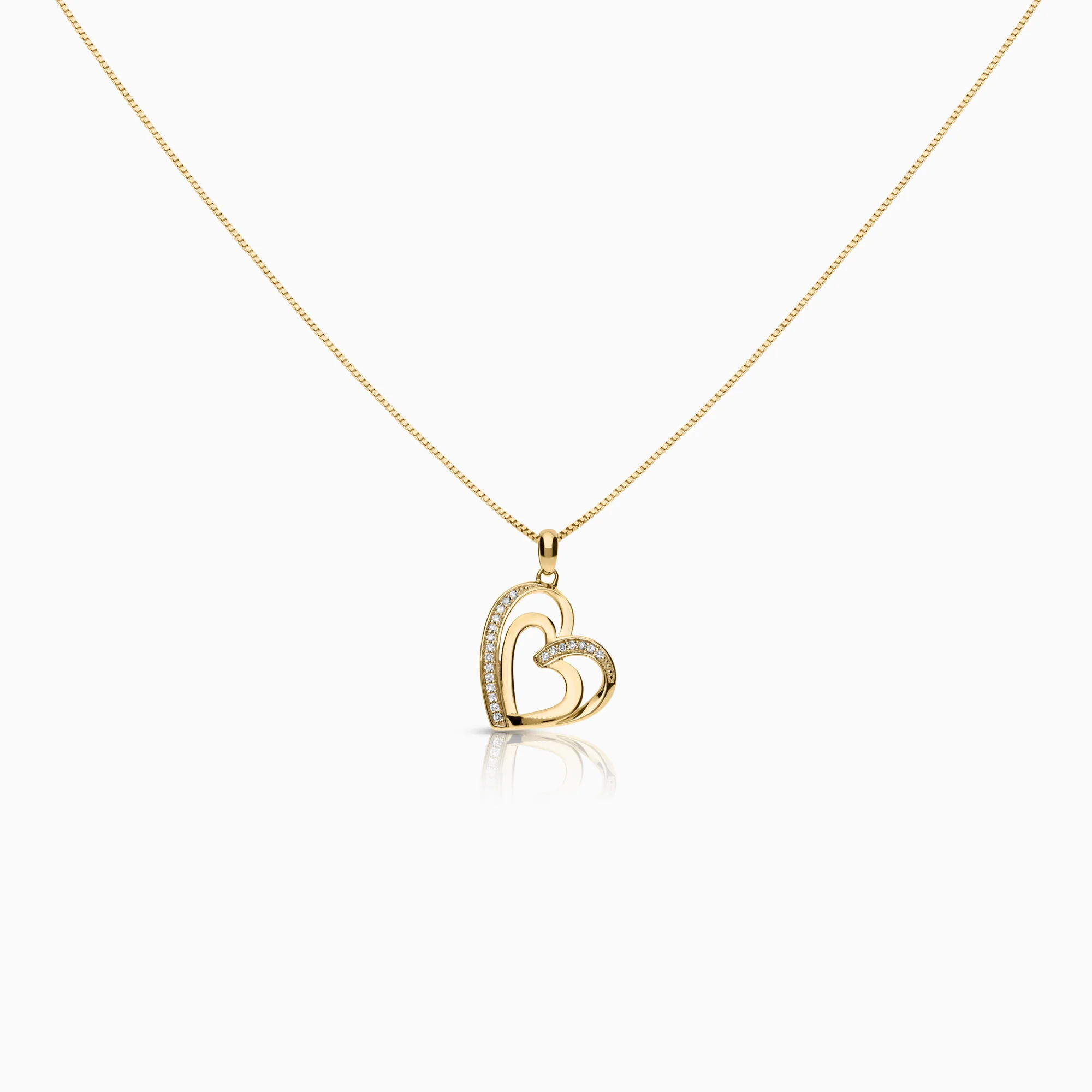 Necklace with heart pendant 0.10ct 18K gold