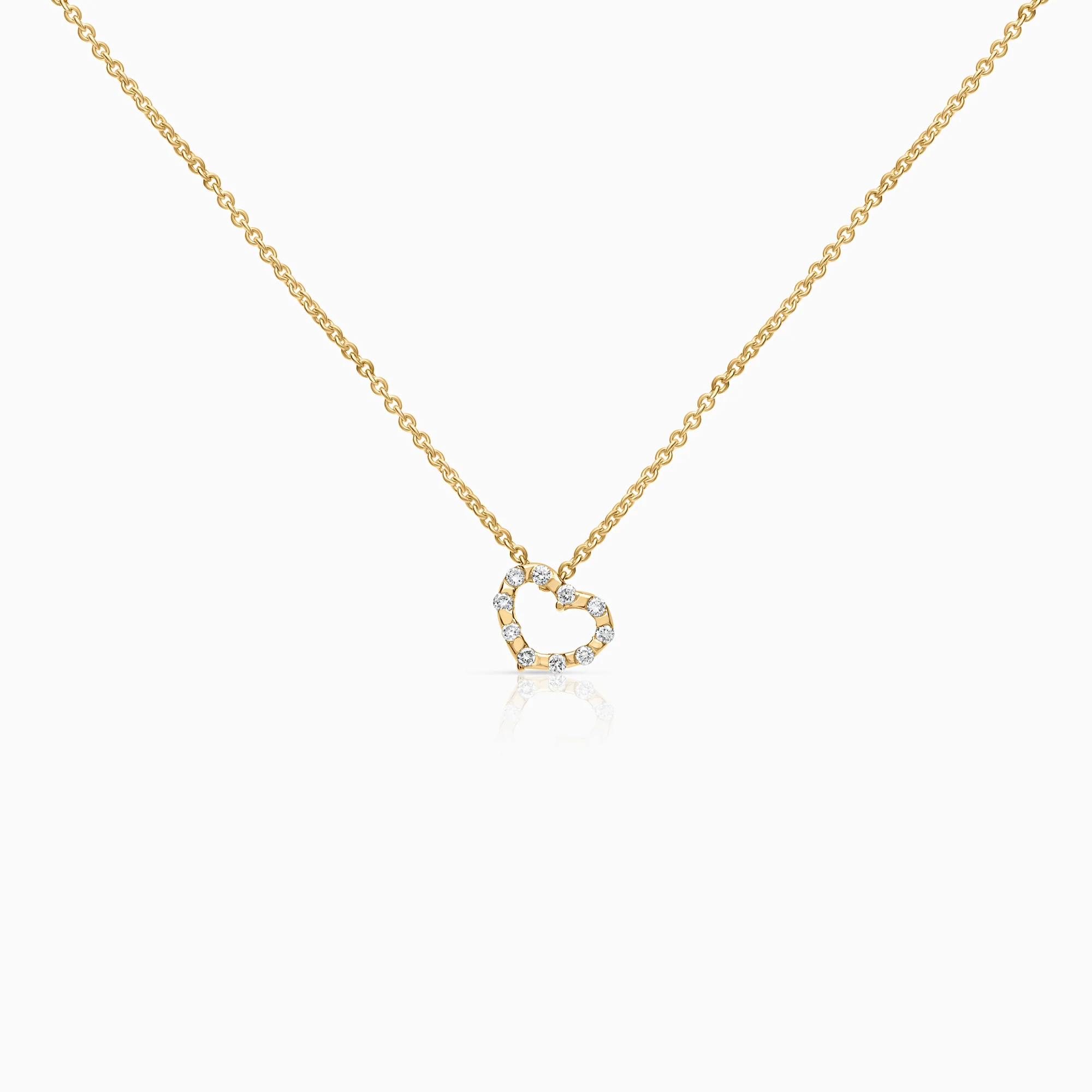 Necklace with Heart Pendant 0.16ct 18K Gold