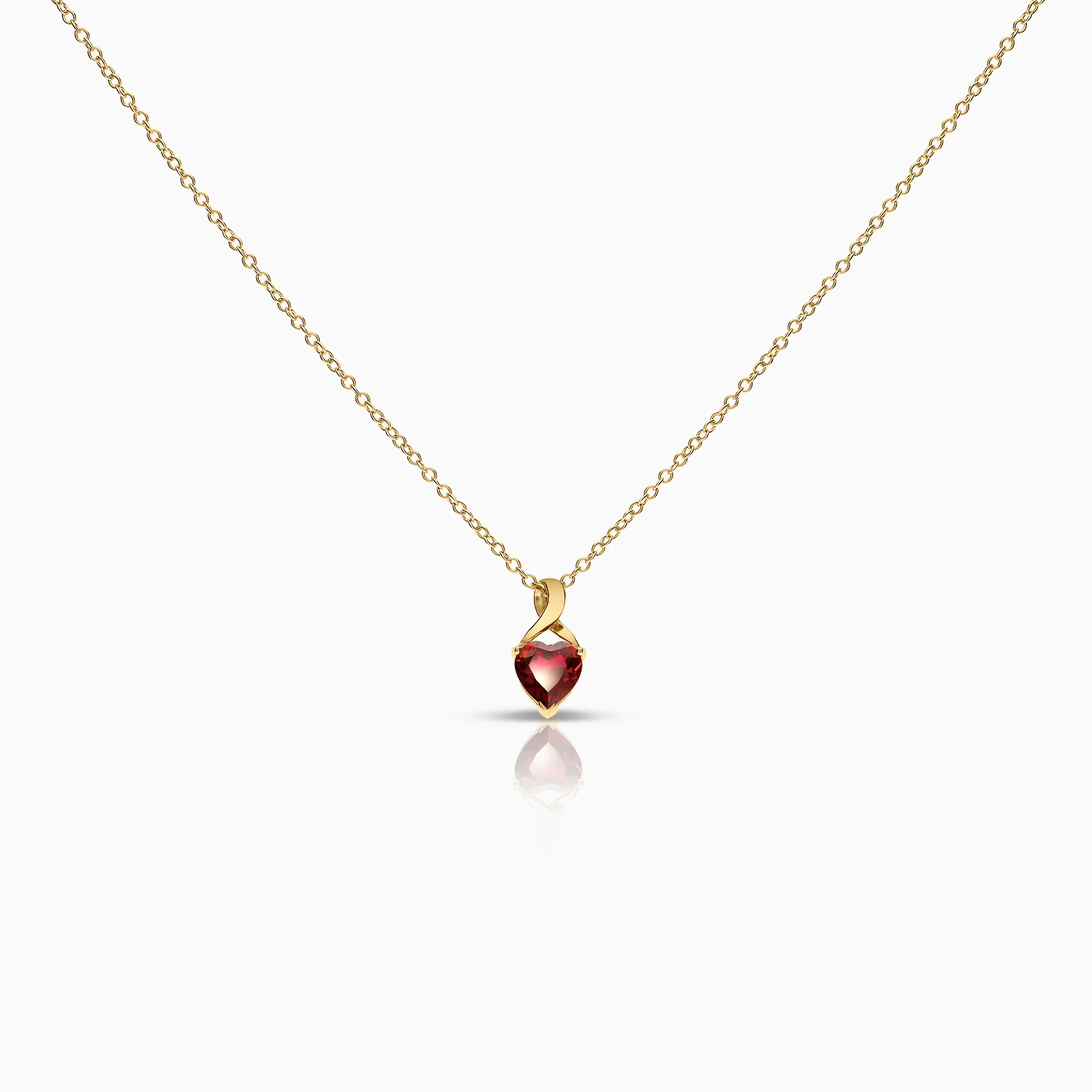 Necklace with heart pendant, red cubic, 3.56g, 18K gold