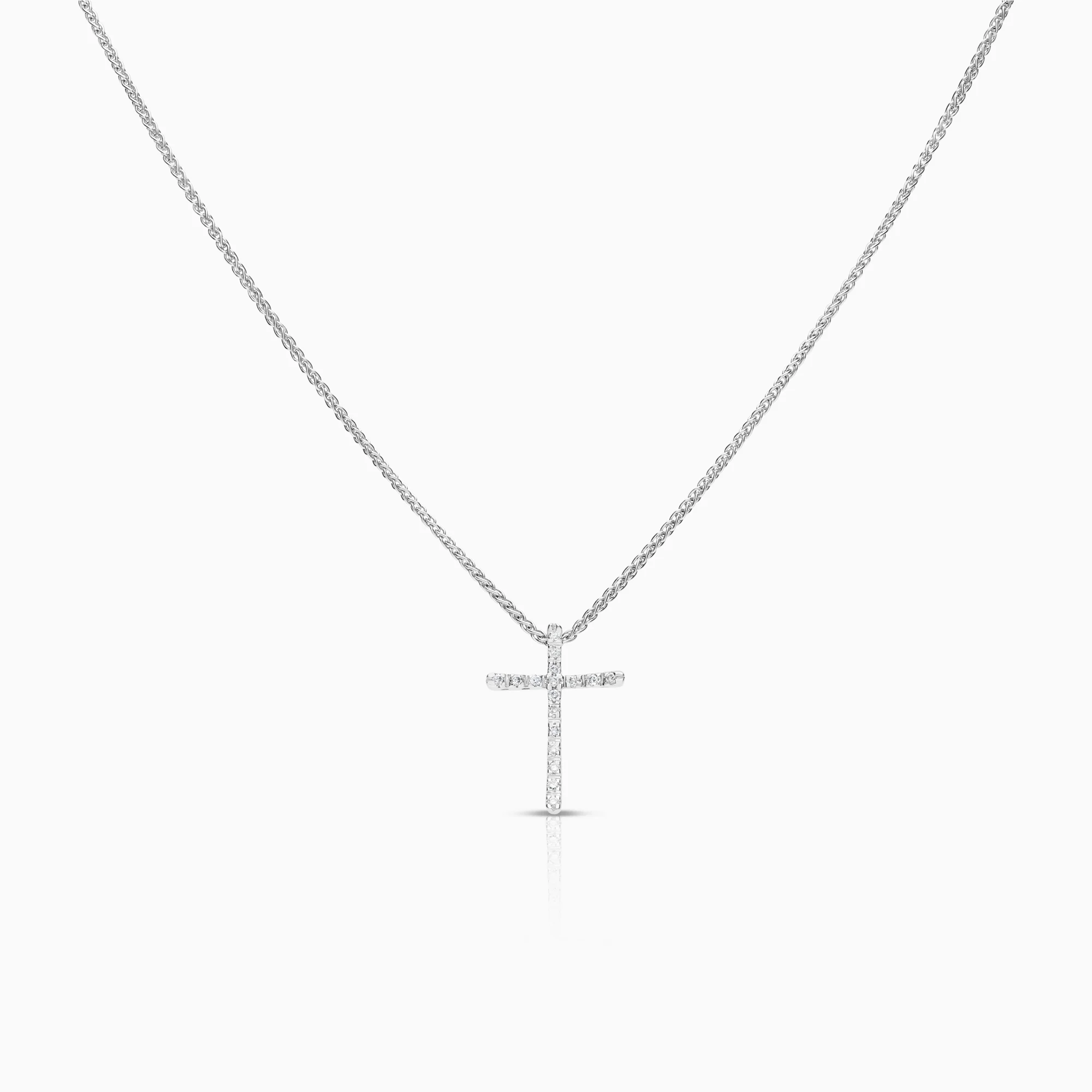 Necklace with cross 0.08ct 18K white gold