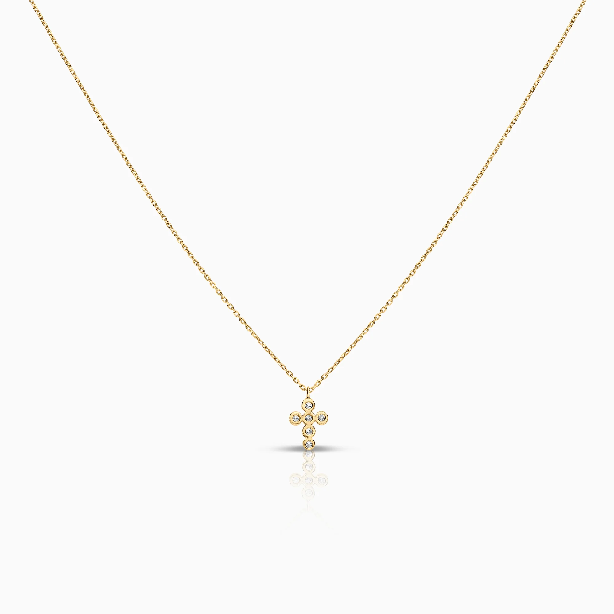 Necklace with cross pendant 0.12ct 18K gold