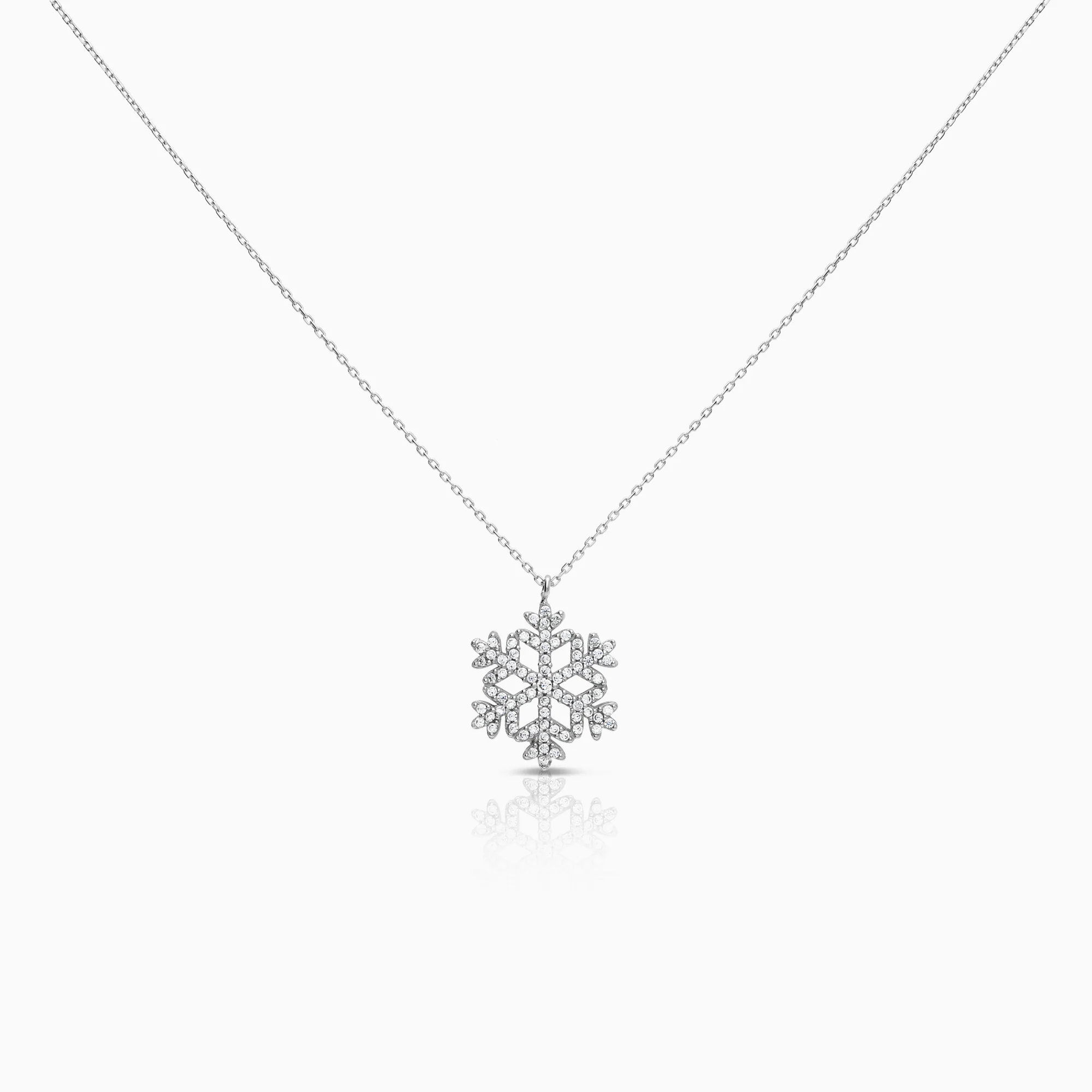 Snowflake necklace with cubic zirconia 2.23g 14K white gold