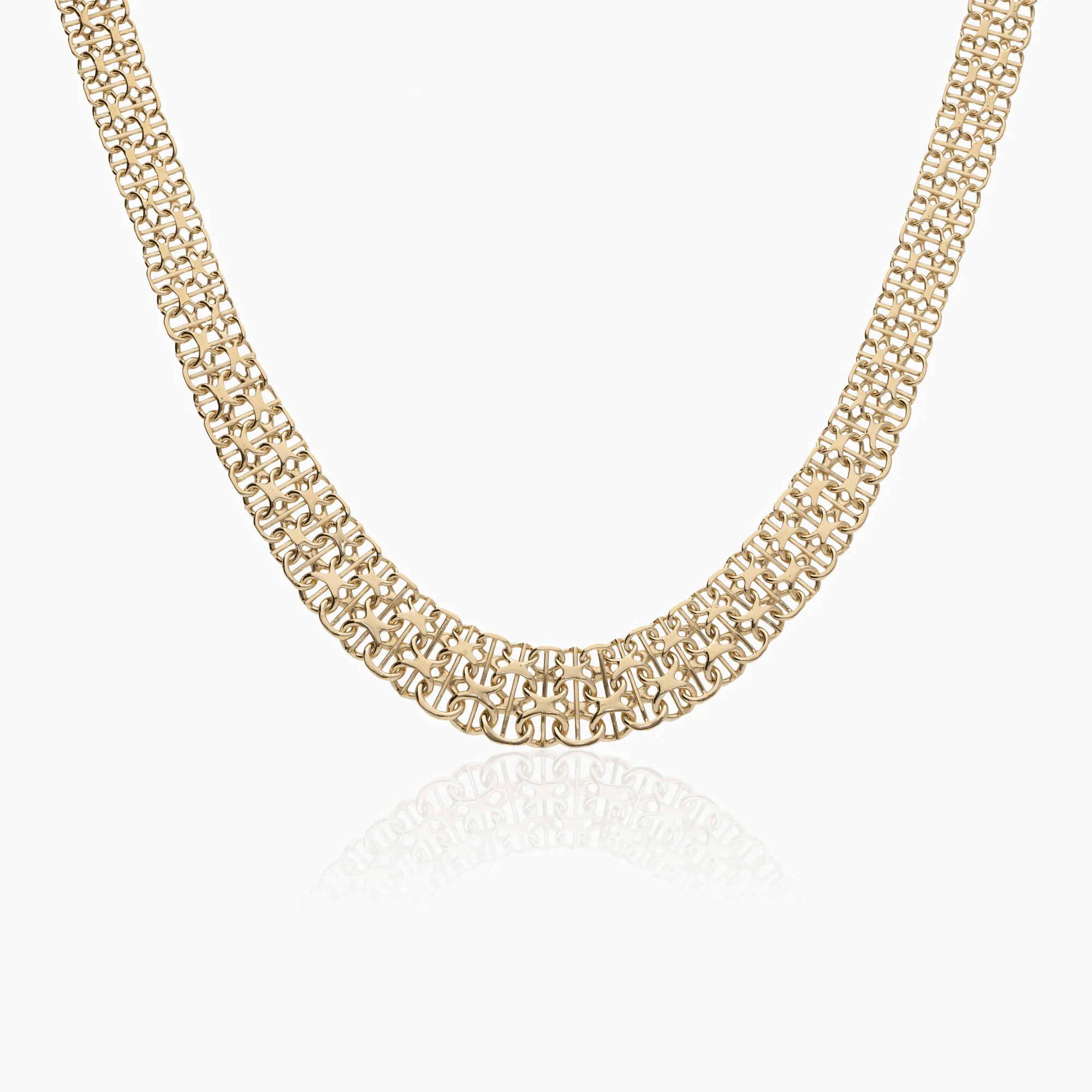 X-link necklace with bar 32.02g 18K gold
