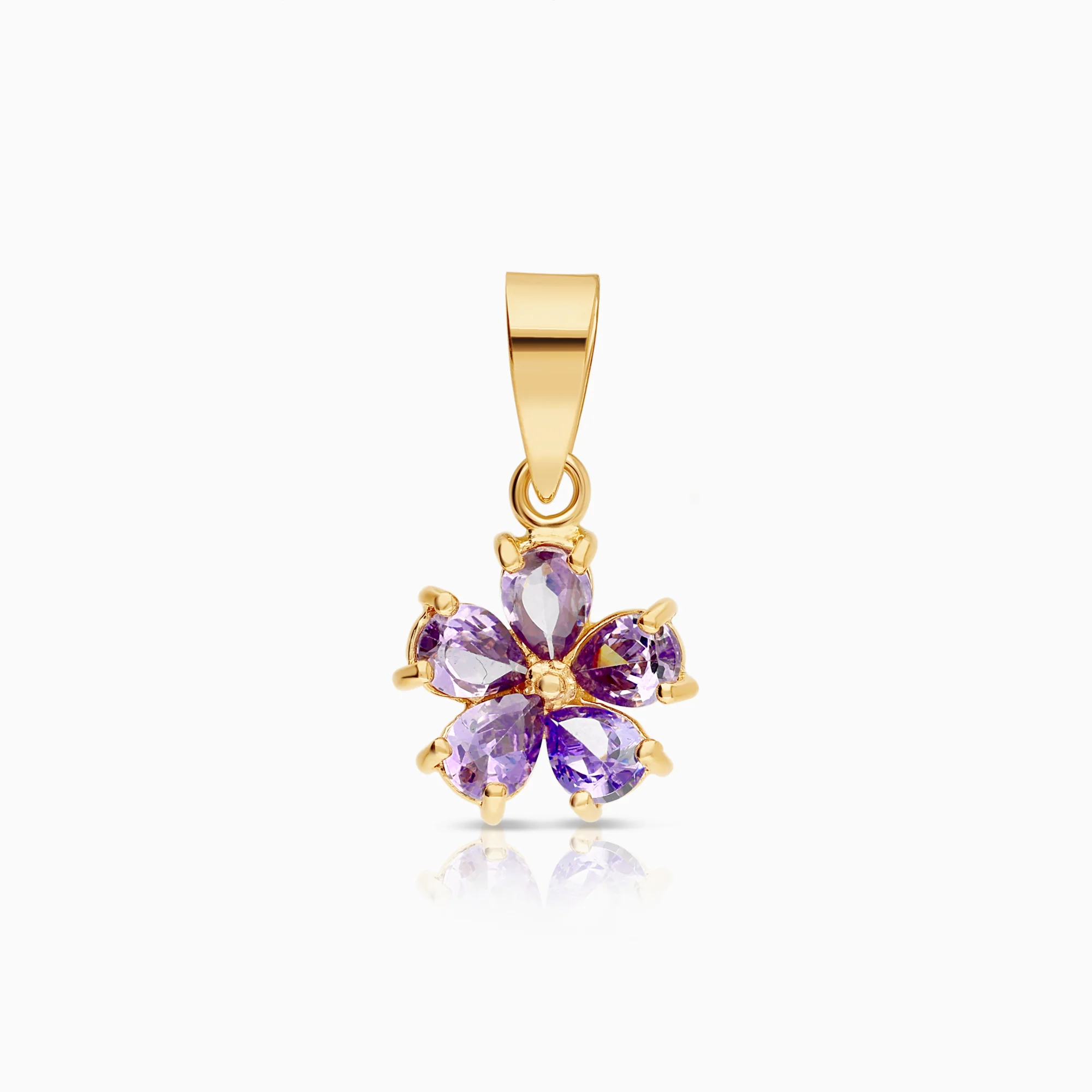 Flower pendant cubic zirconia 1.14g 18K gold