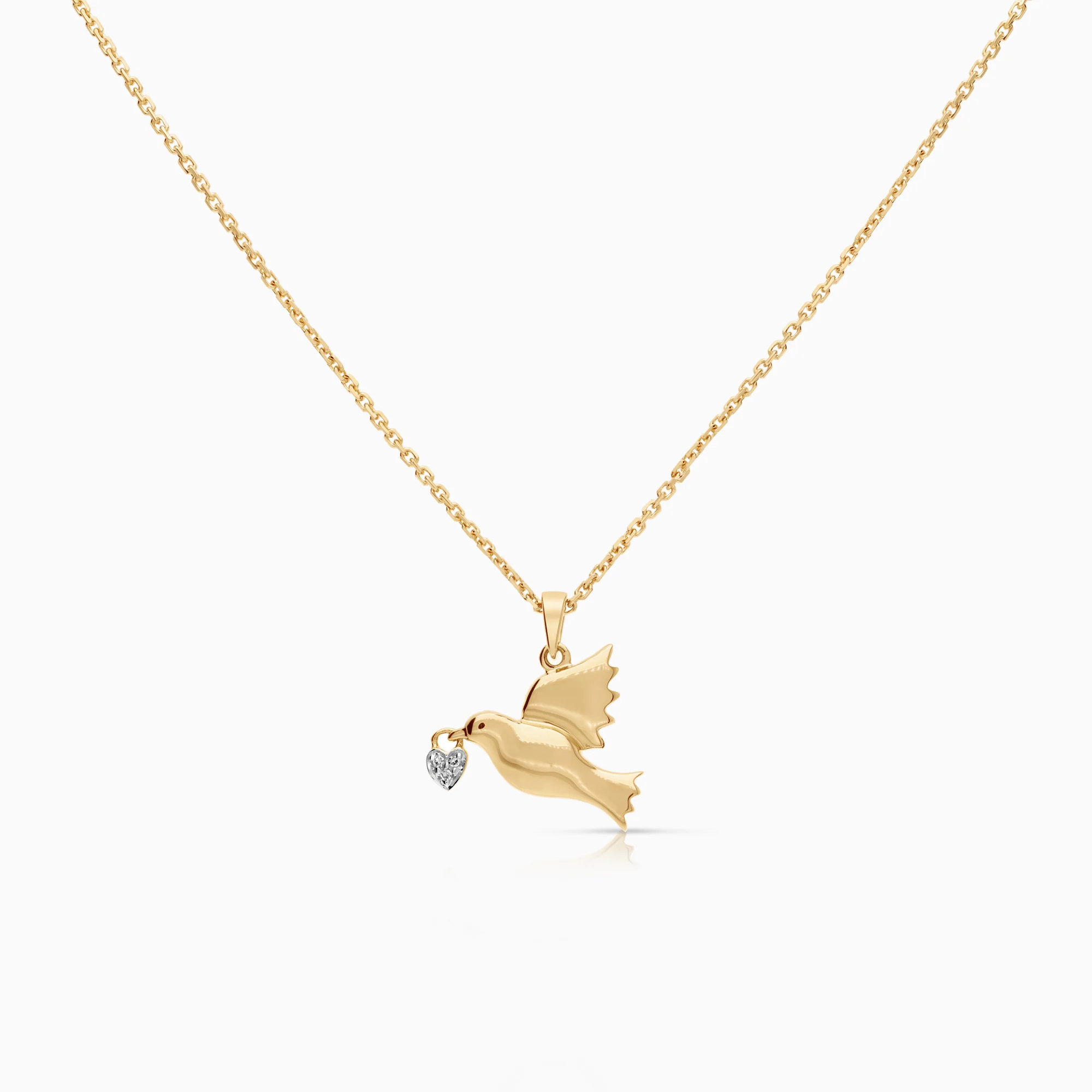 Pendant dove 0.01ct 18K gold
