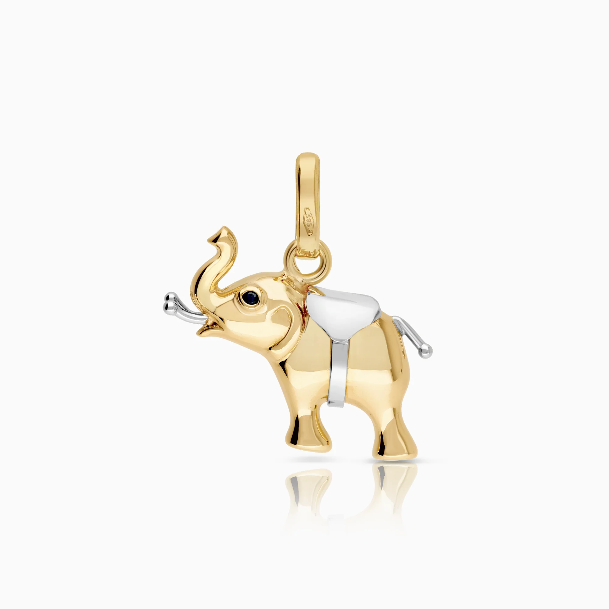 Elephant pendant with sapphire 3.95g 14K gold