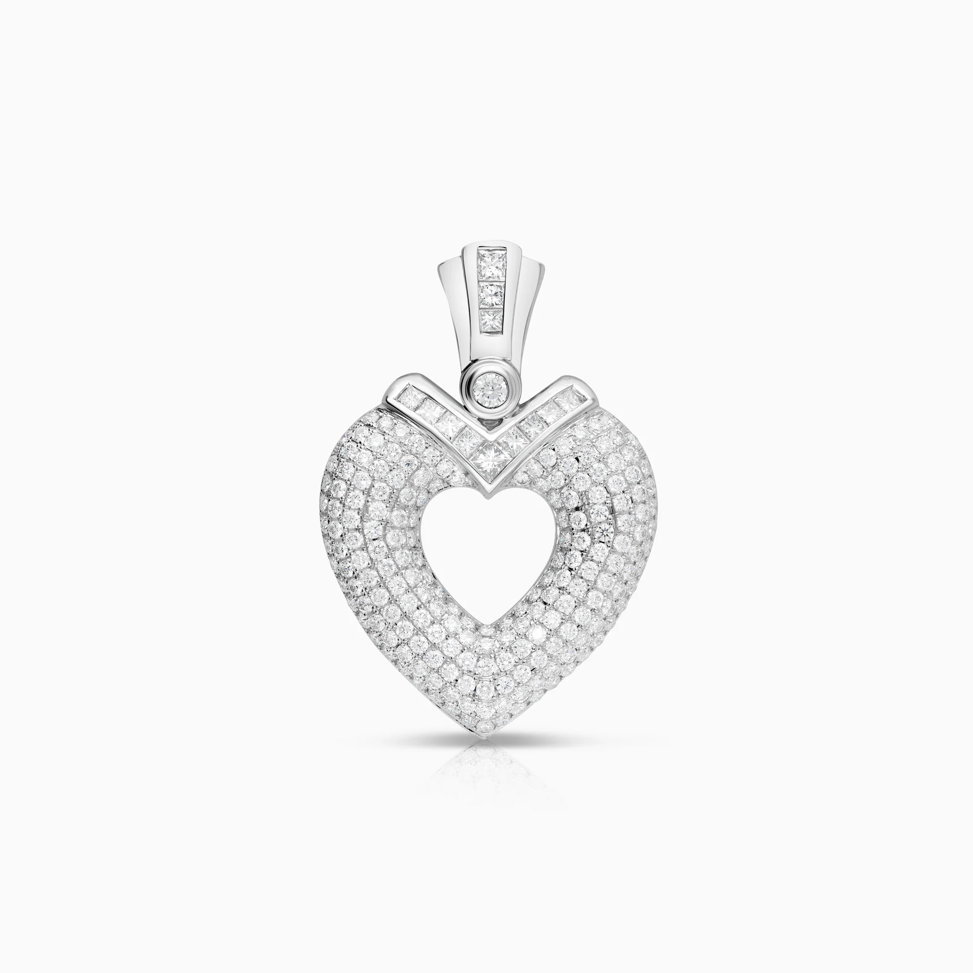Heart pendant diamonds 3.29ct 18K white gold