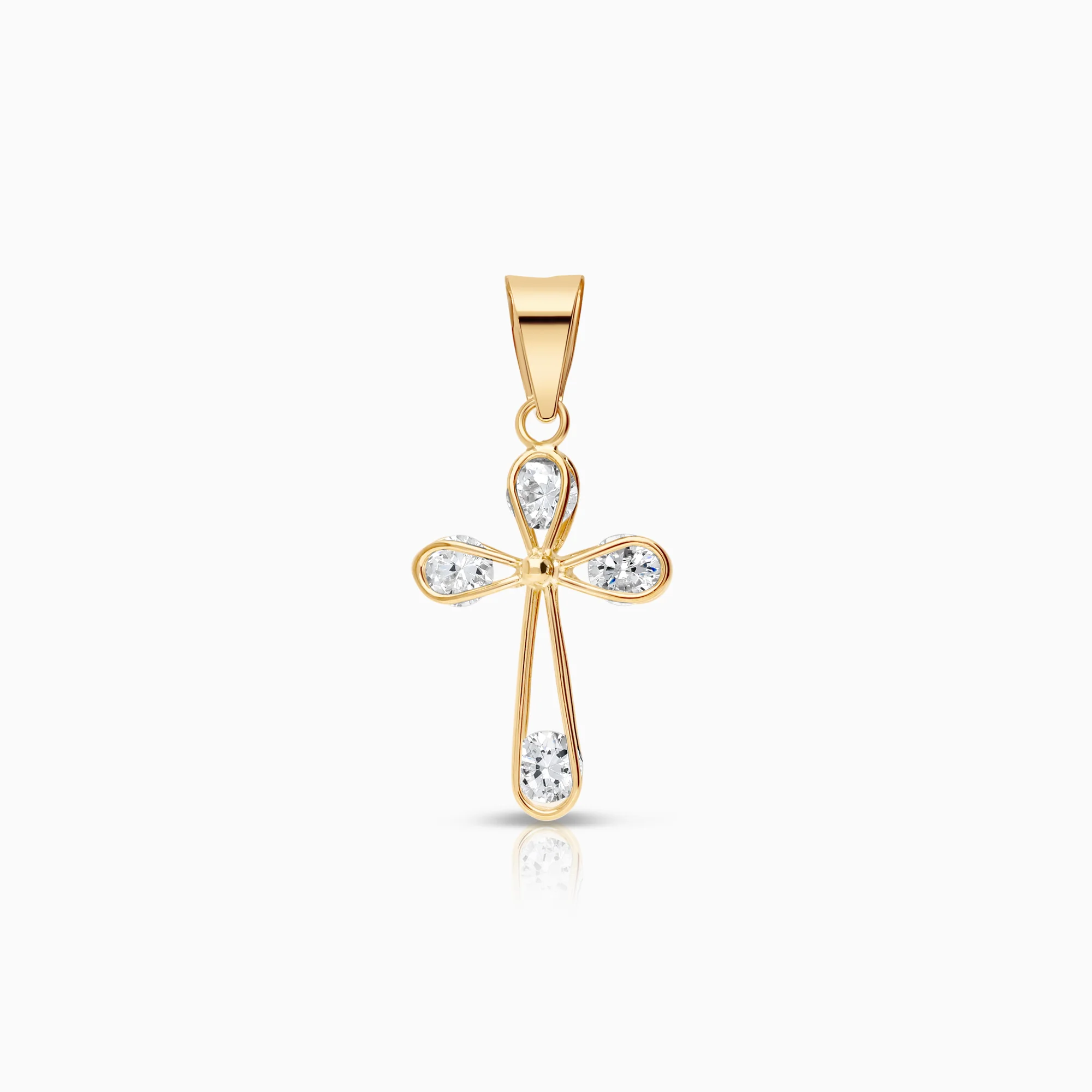 Cross pendant with cubic zirconia 0.57g 18K gold