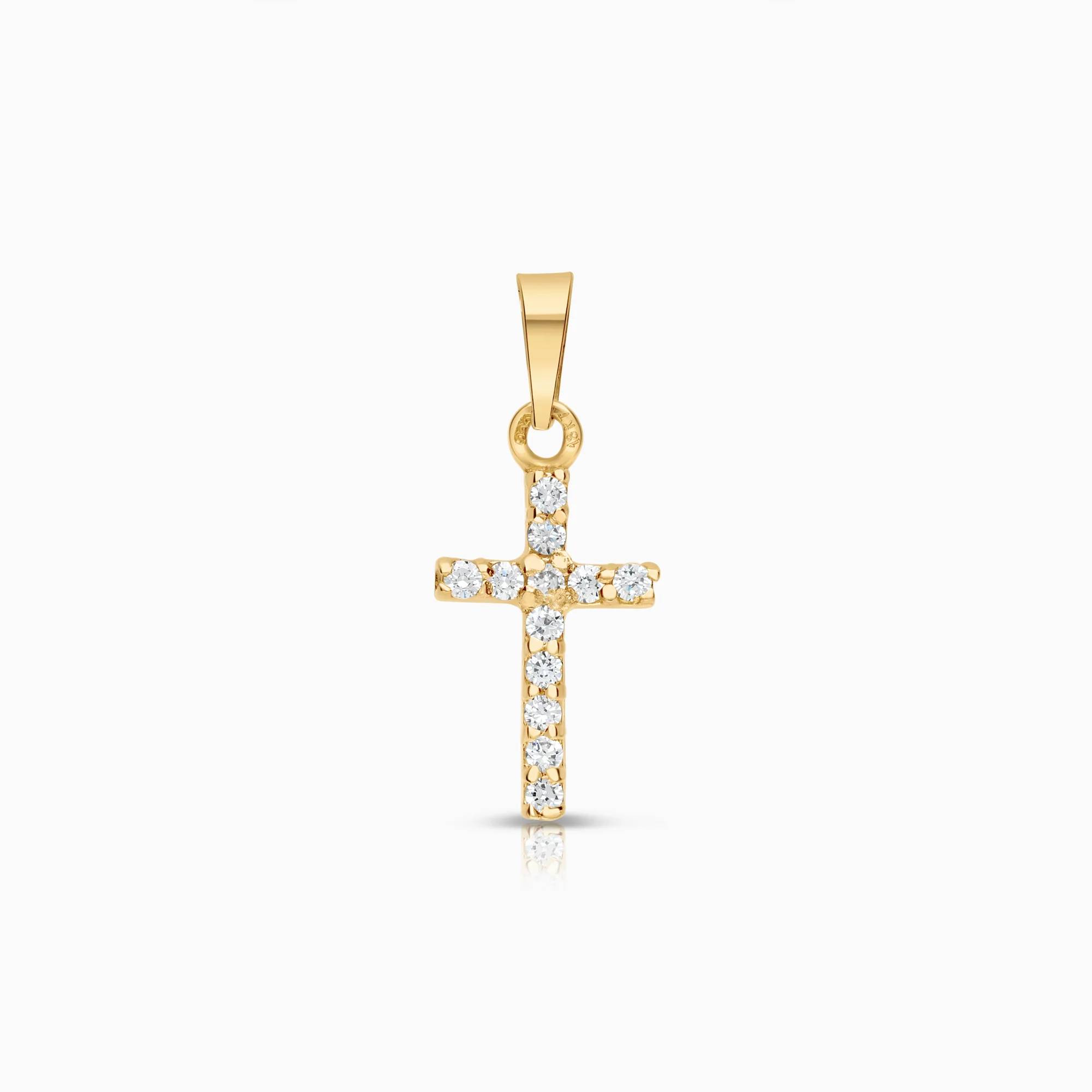 Cross pendant with cubic zirconia 1.41g 18K gold