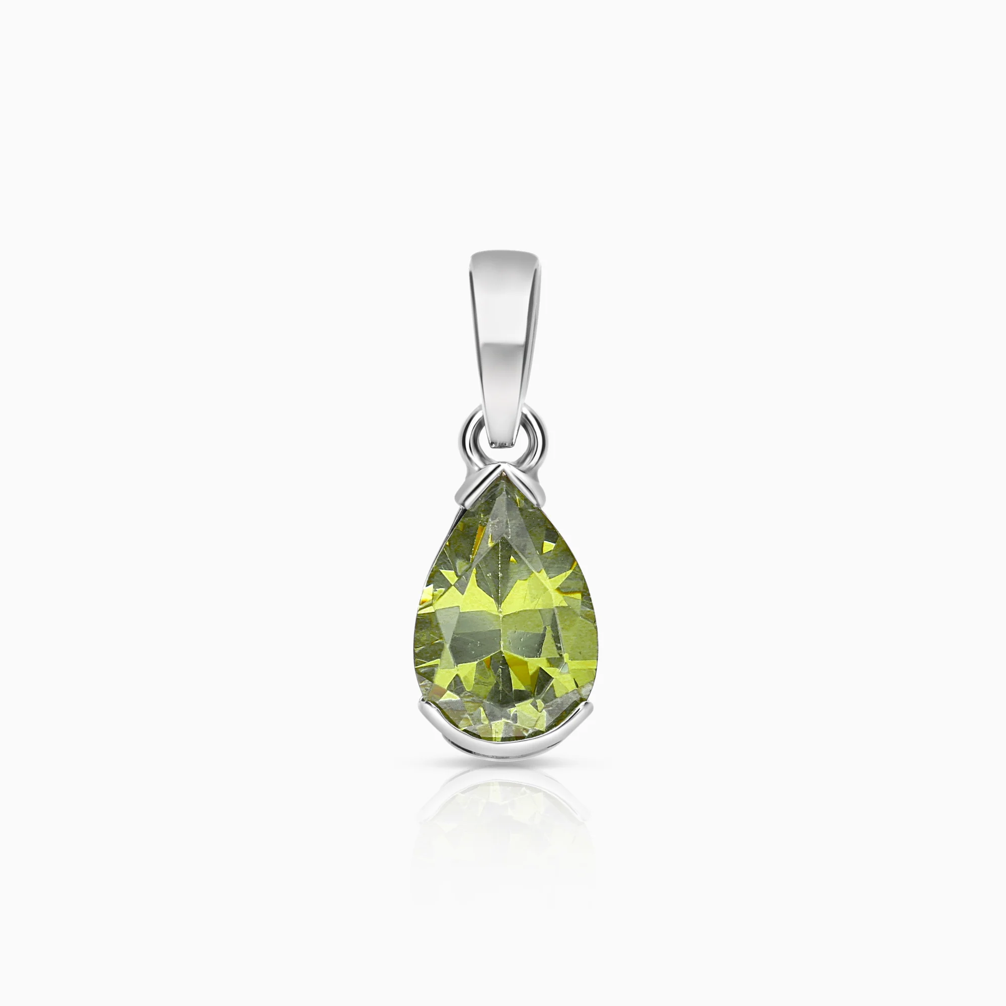 Pendant with a green peridot 1.88g 18K white gold