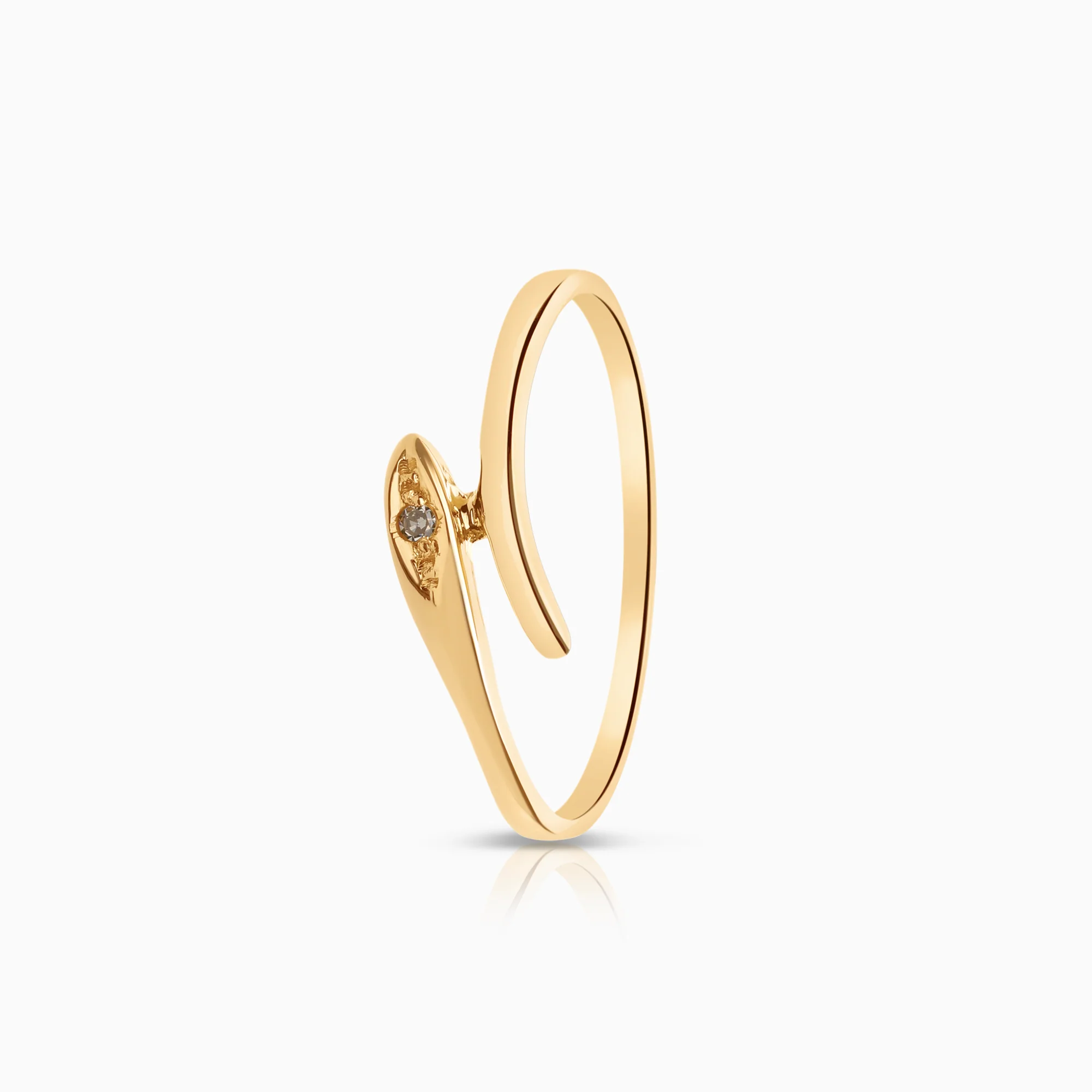 Gold ring snake with diamond 0.01ct 18K gold