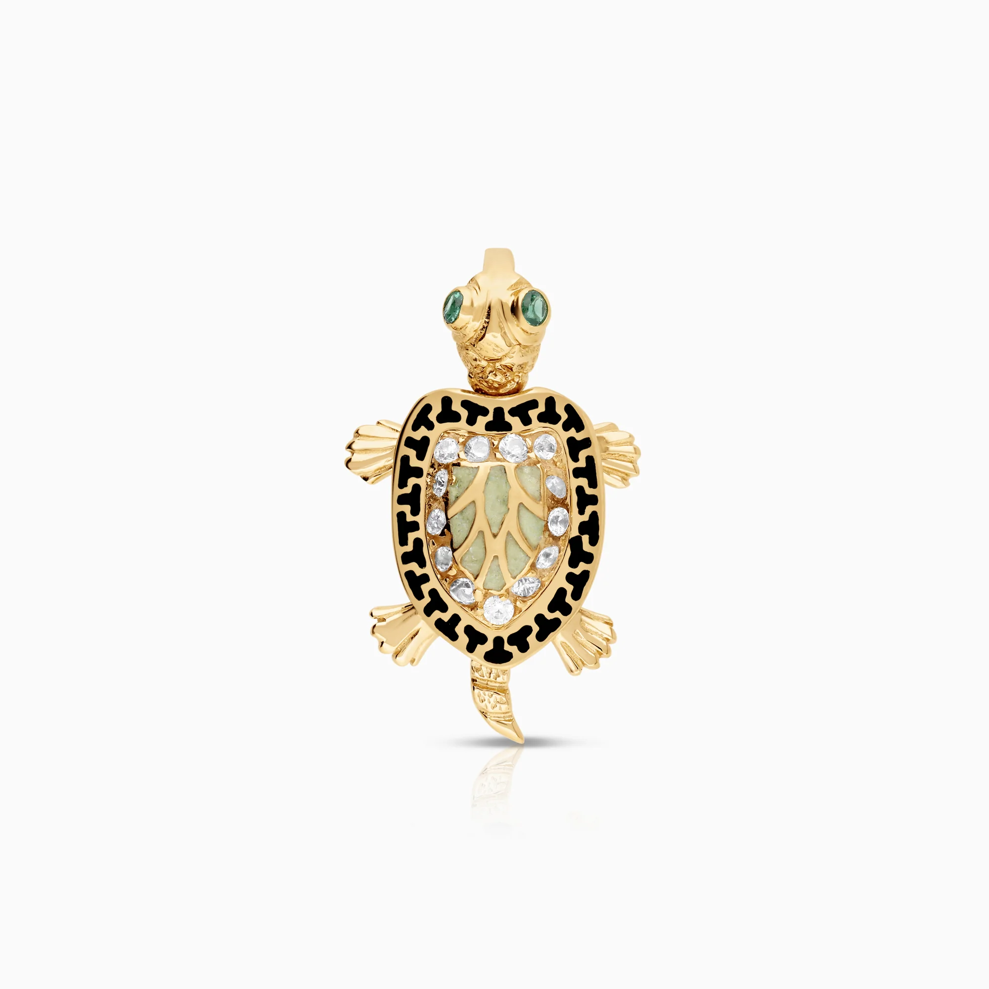 Turtle pendant imitation stones and enamel 3.59g 14K gold