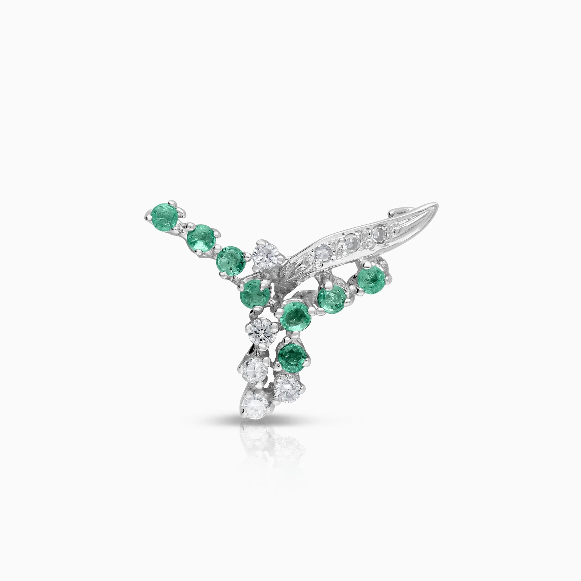 Pendant emeralds and diamonds 1.93g 18K white gold