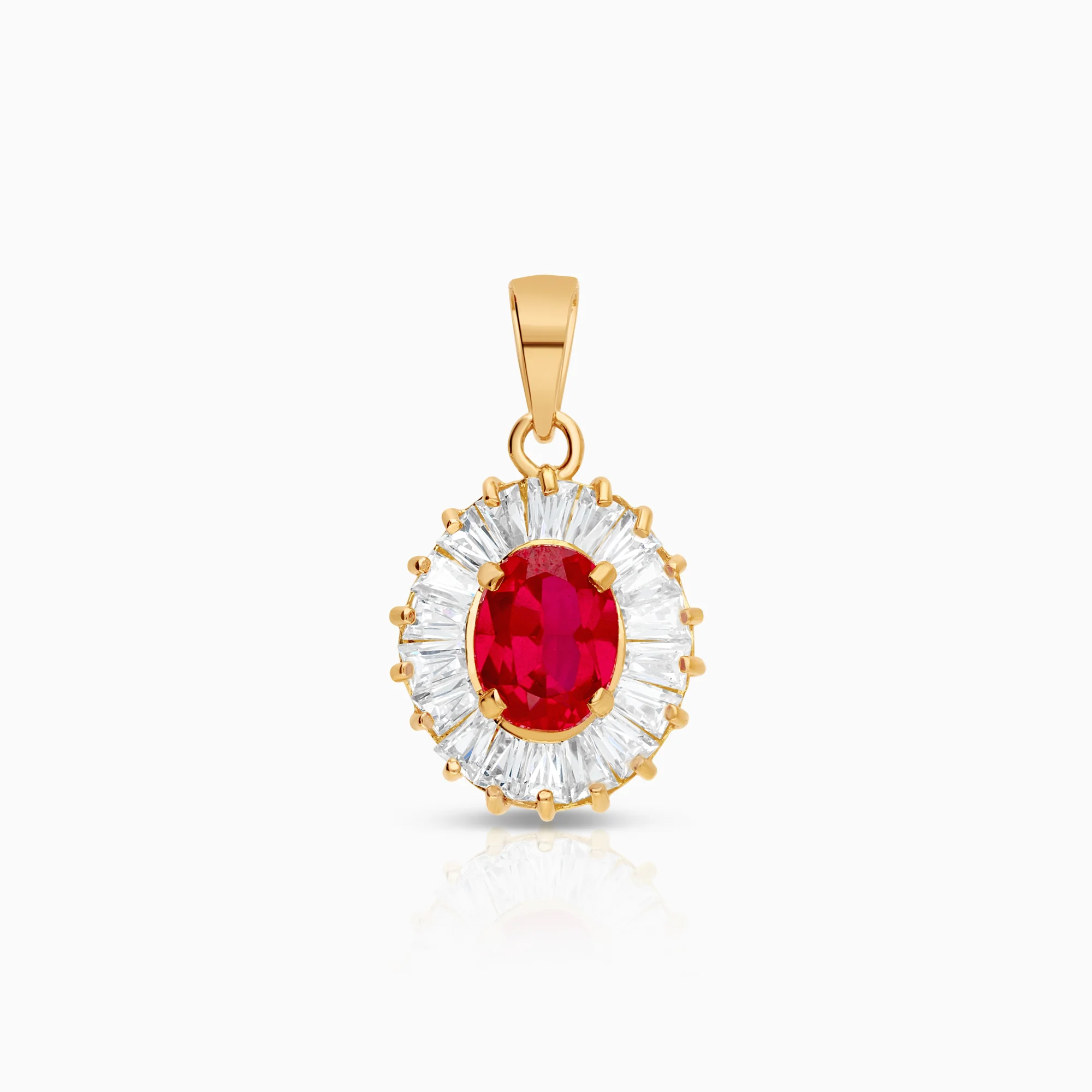 Pendant synthetic ruby and cubic zirconia 4.13g 20K gold