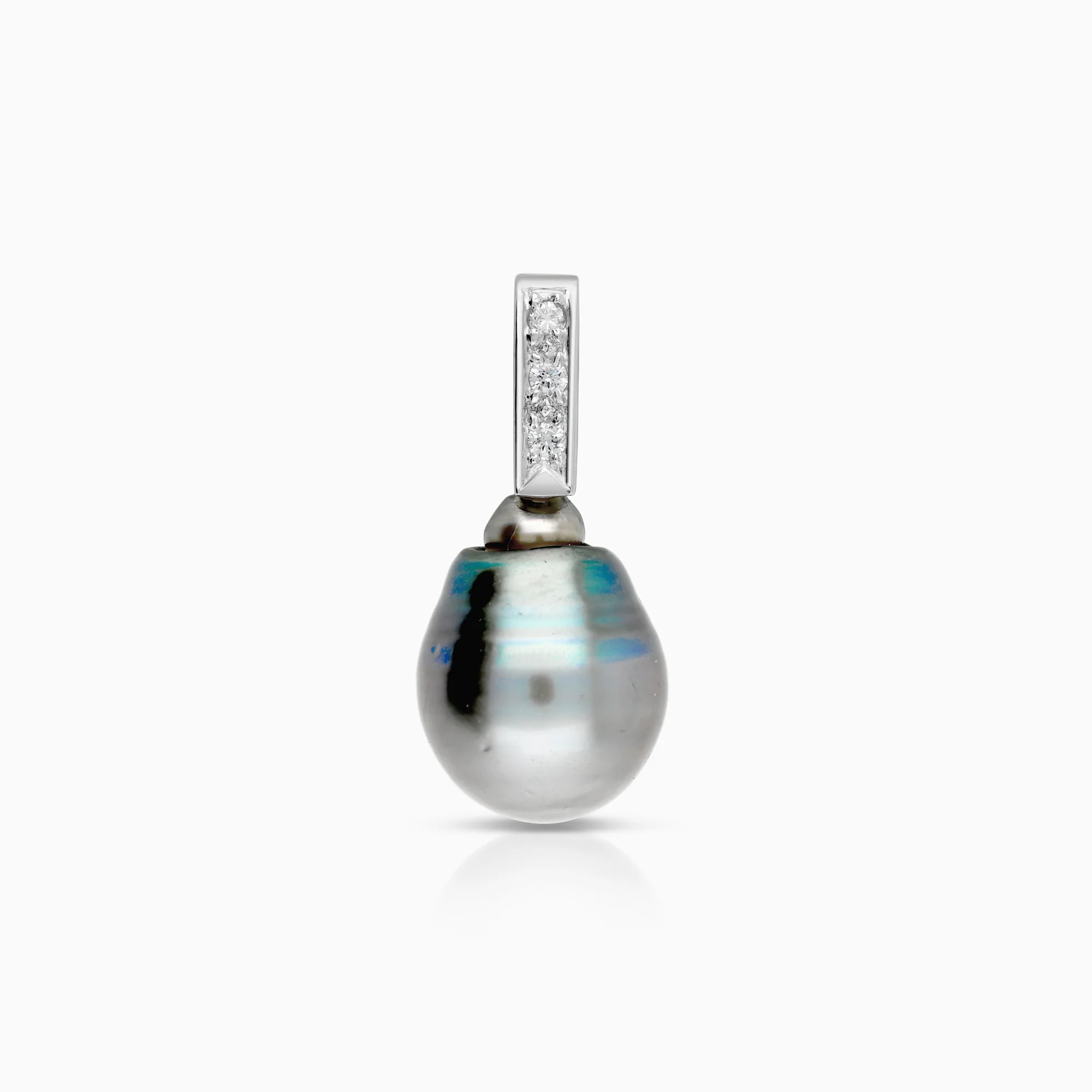 Pendant Tahitian pearl and diamonds 4.05g 18K white gold