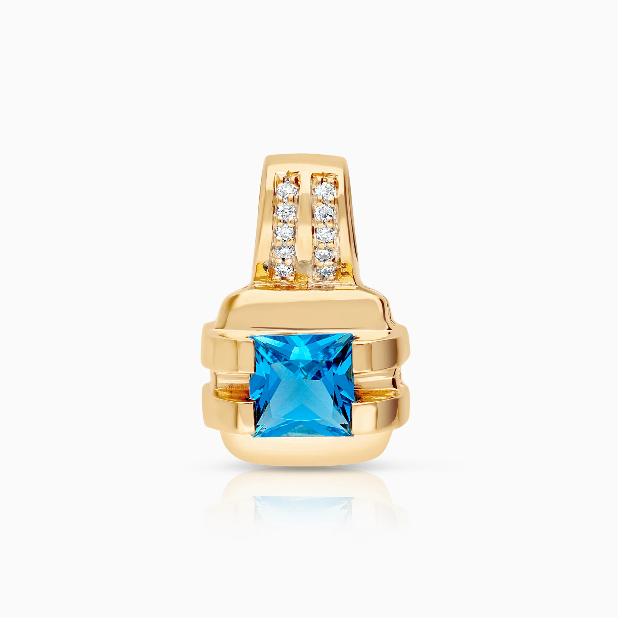 Pendant with topaz and diamonds, 0.05ct, 18K gold