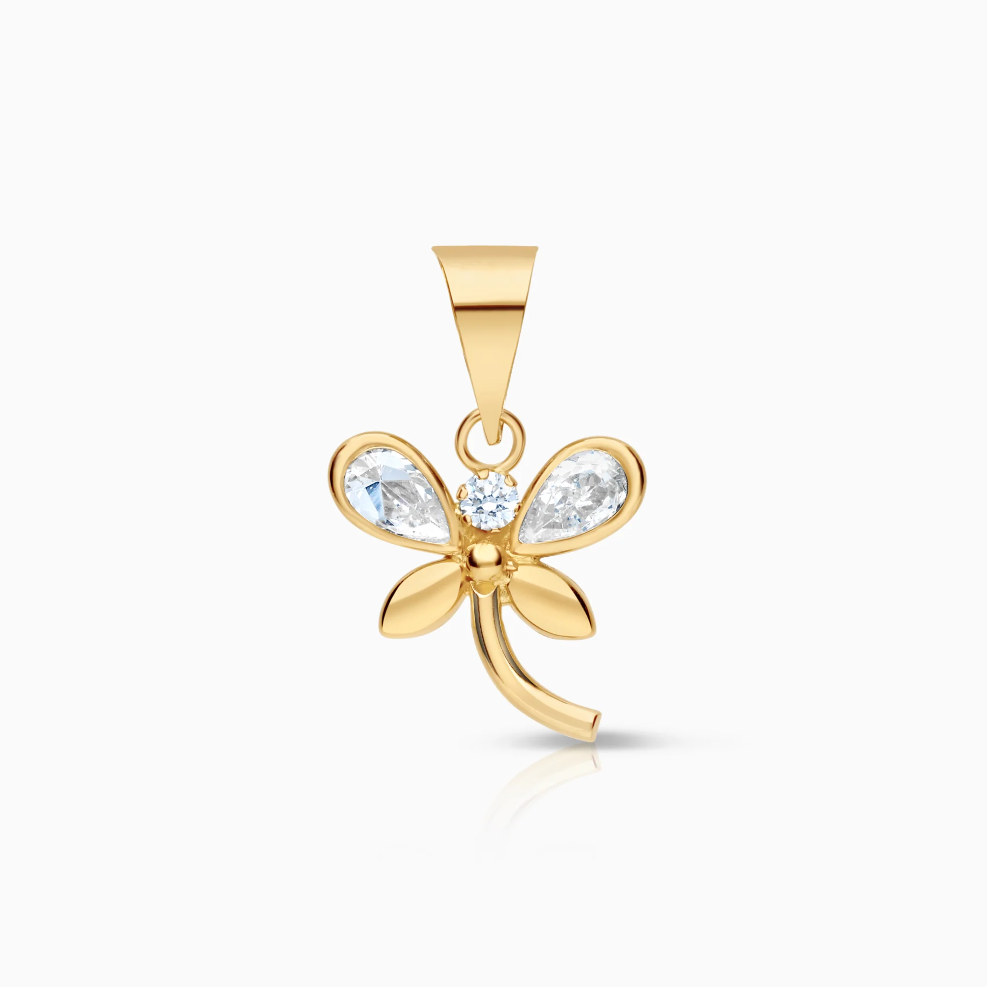 Dragonfly pendant with cubic zirconia 0.52g 18K gold