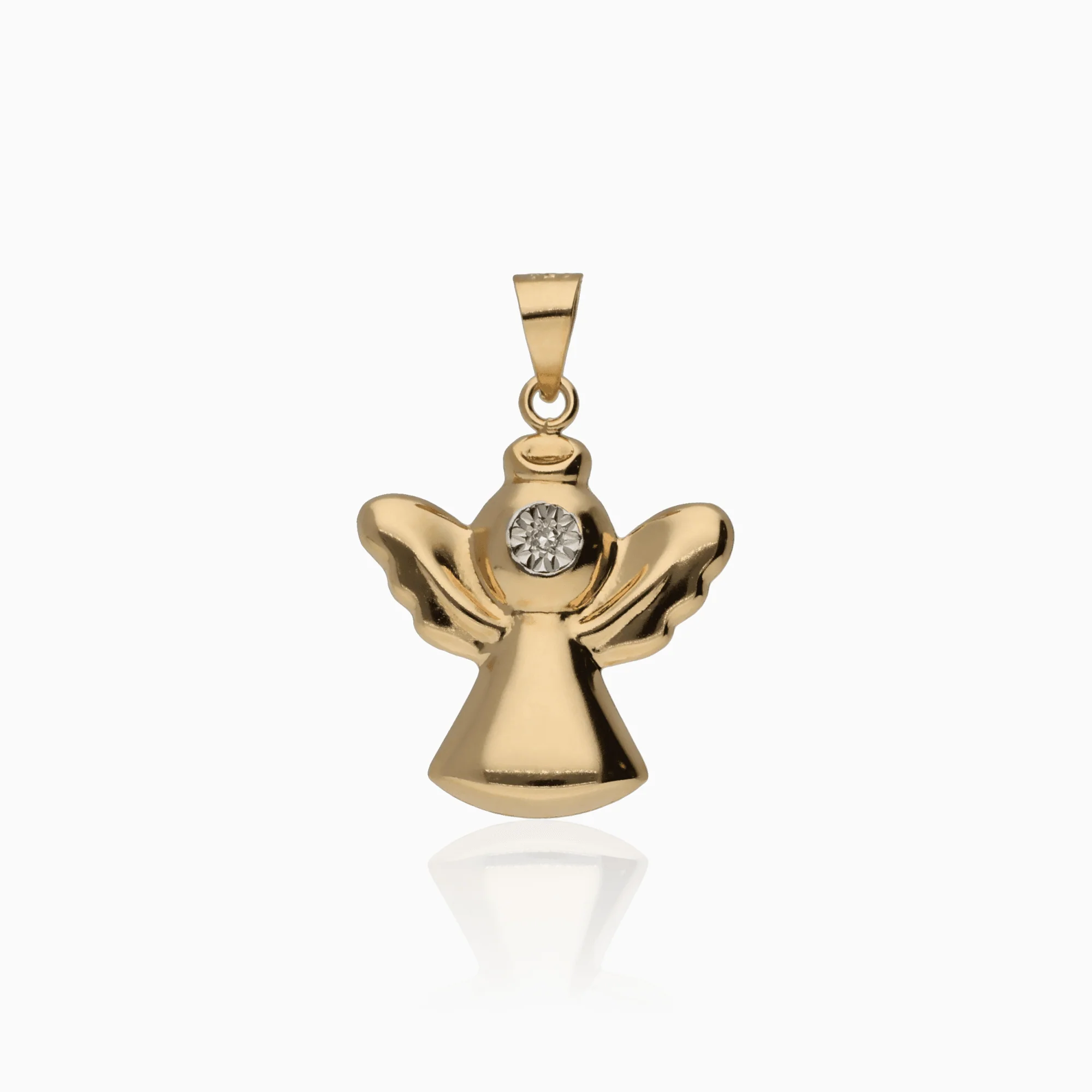 Angel pendant 0.005ct 18K gold
