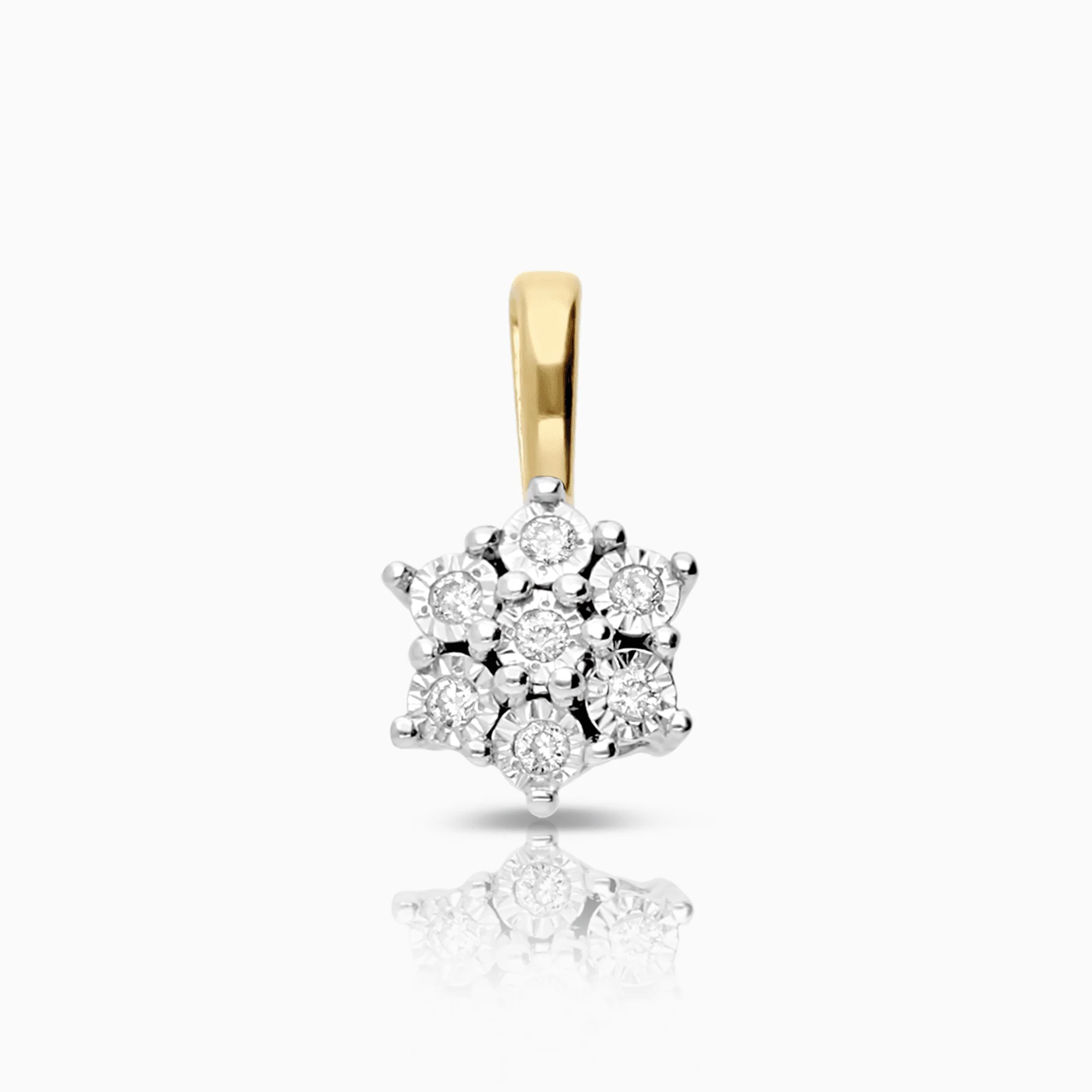 Flower pendant 0.035ct 18K gold